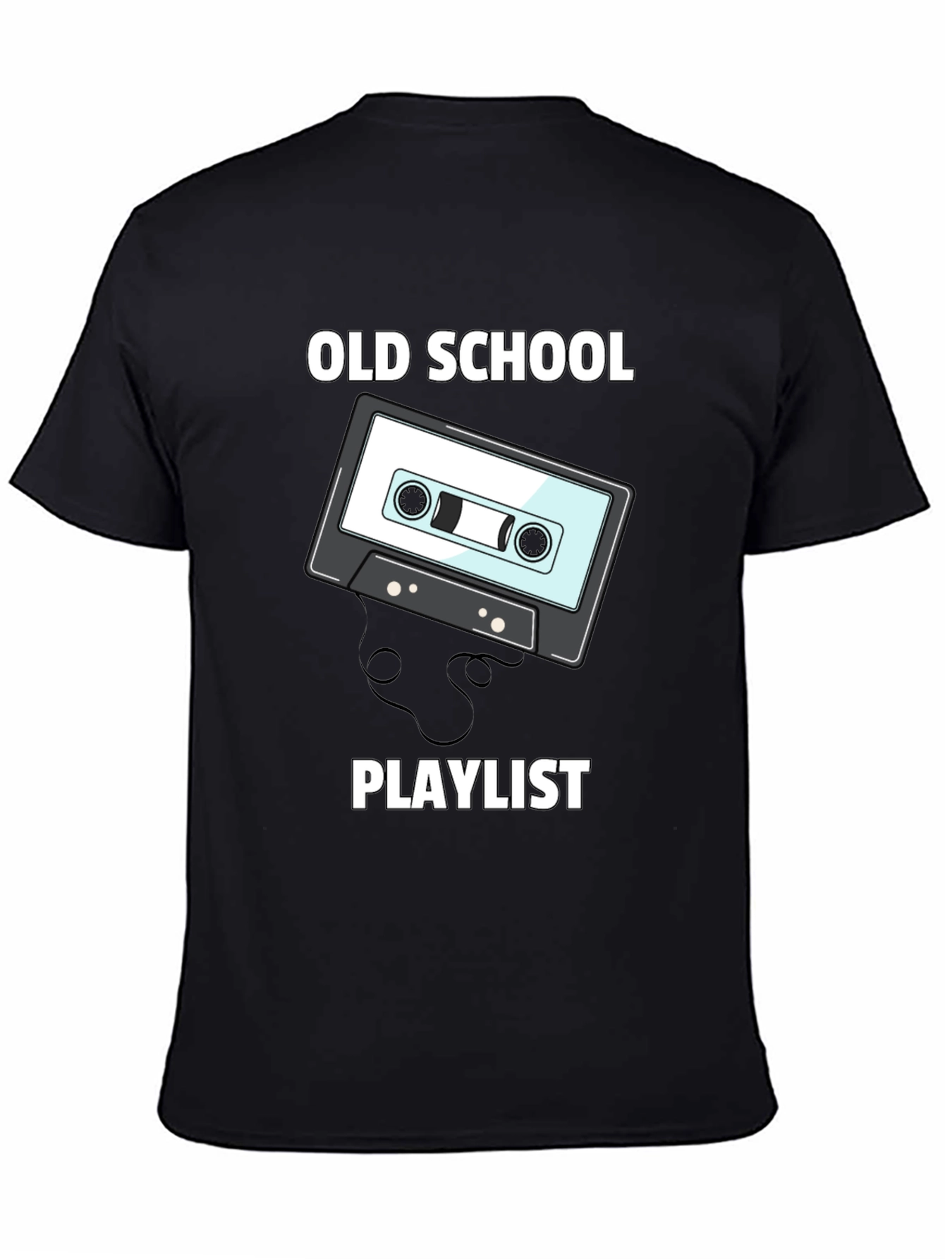 Black Old School Playlist Cassette Tape Graphic Tee view 4