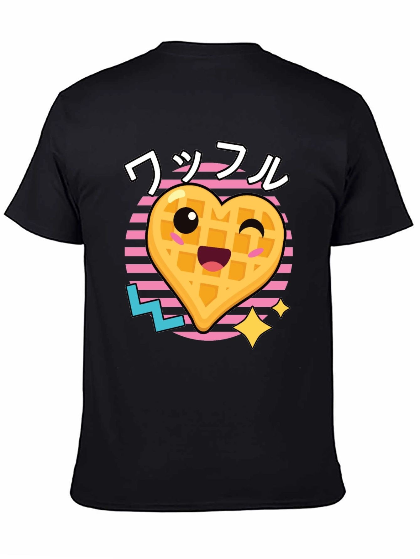 Black Kawaii Waffle T-Shirt - Trendy Graphic Tee view 4