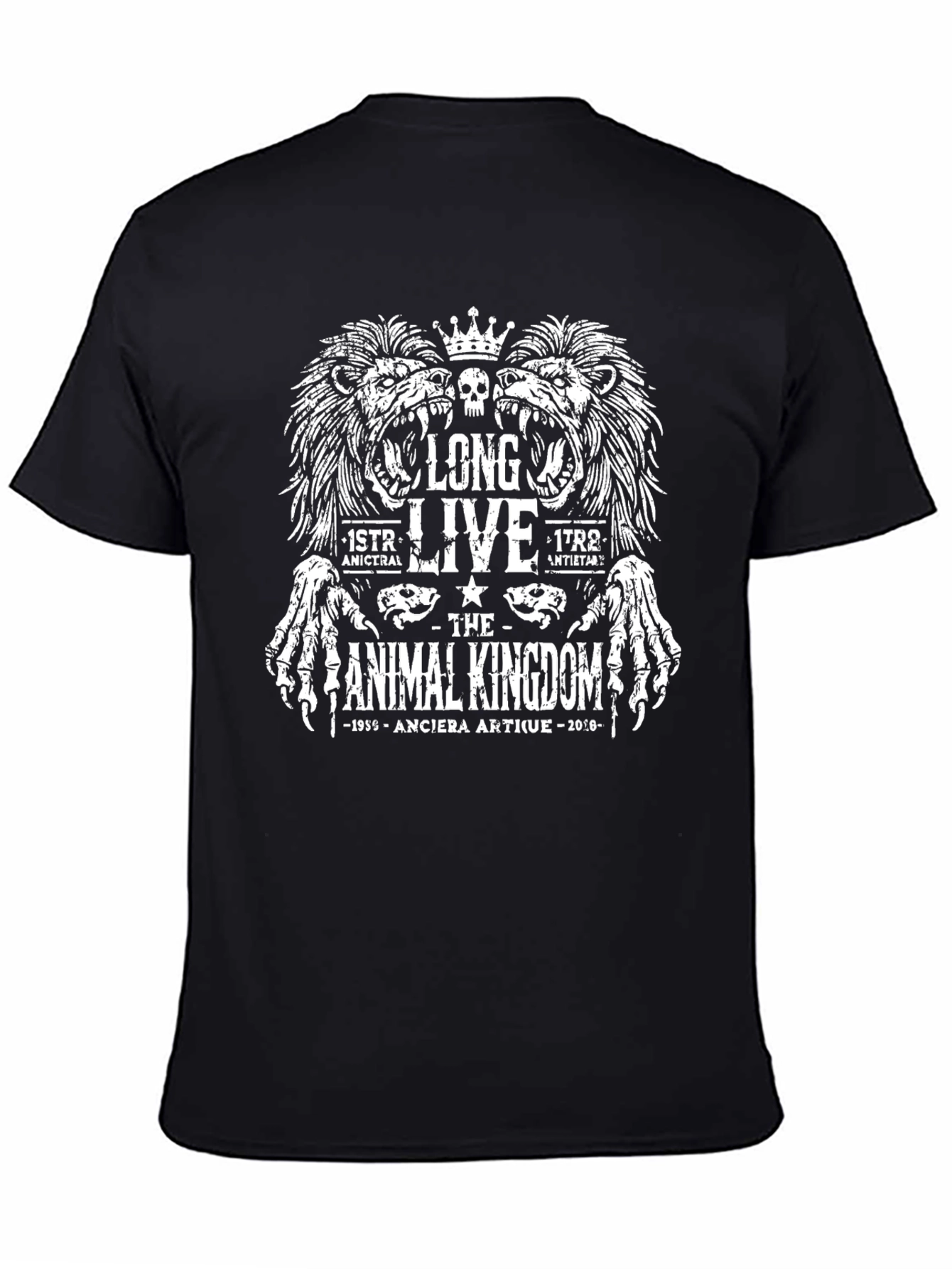 Black Long Live Animal Kingdom Graphic T-Shirt Black view 4