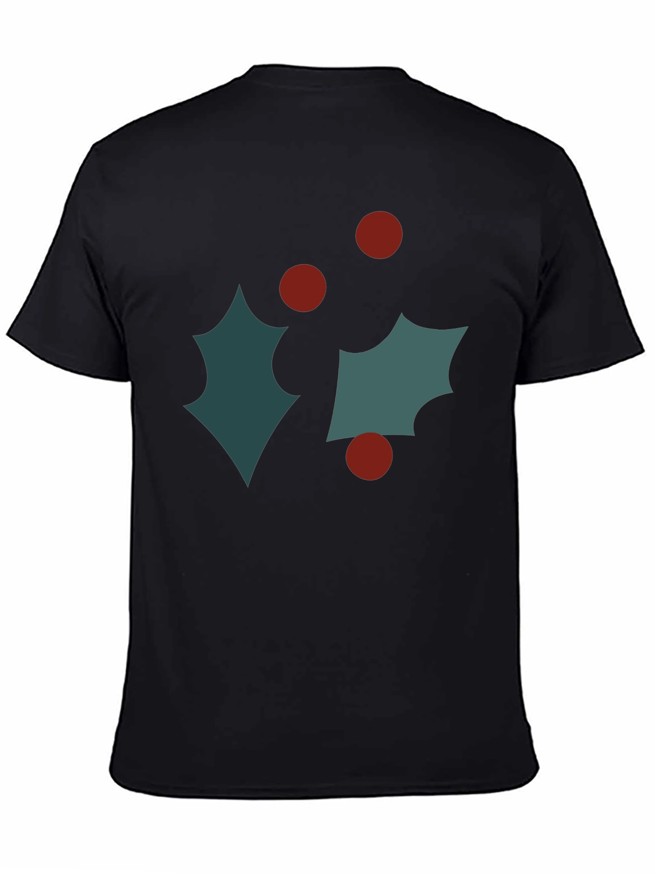 Black Festive Holly Graphic Tee - Holiday Style view 4