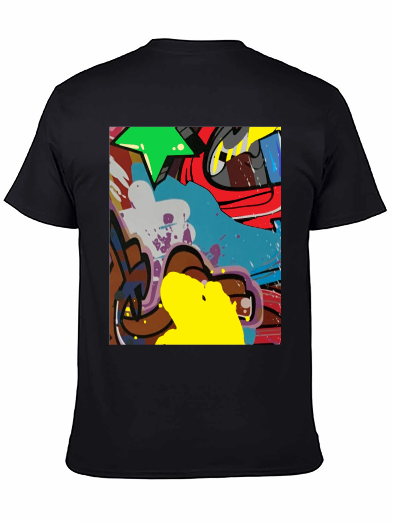 Black Abstract Graffiti Art Graphic Tee view 4