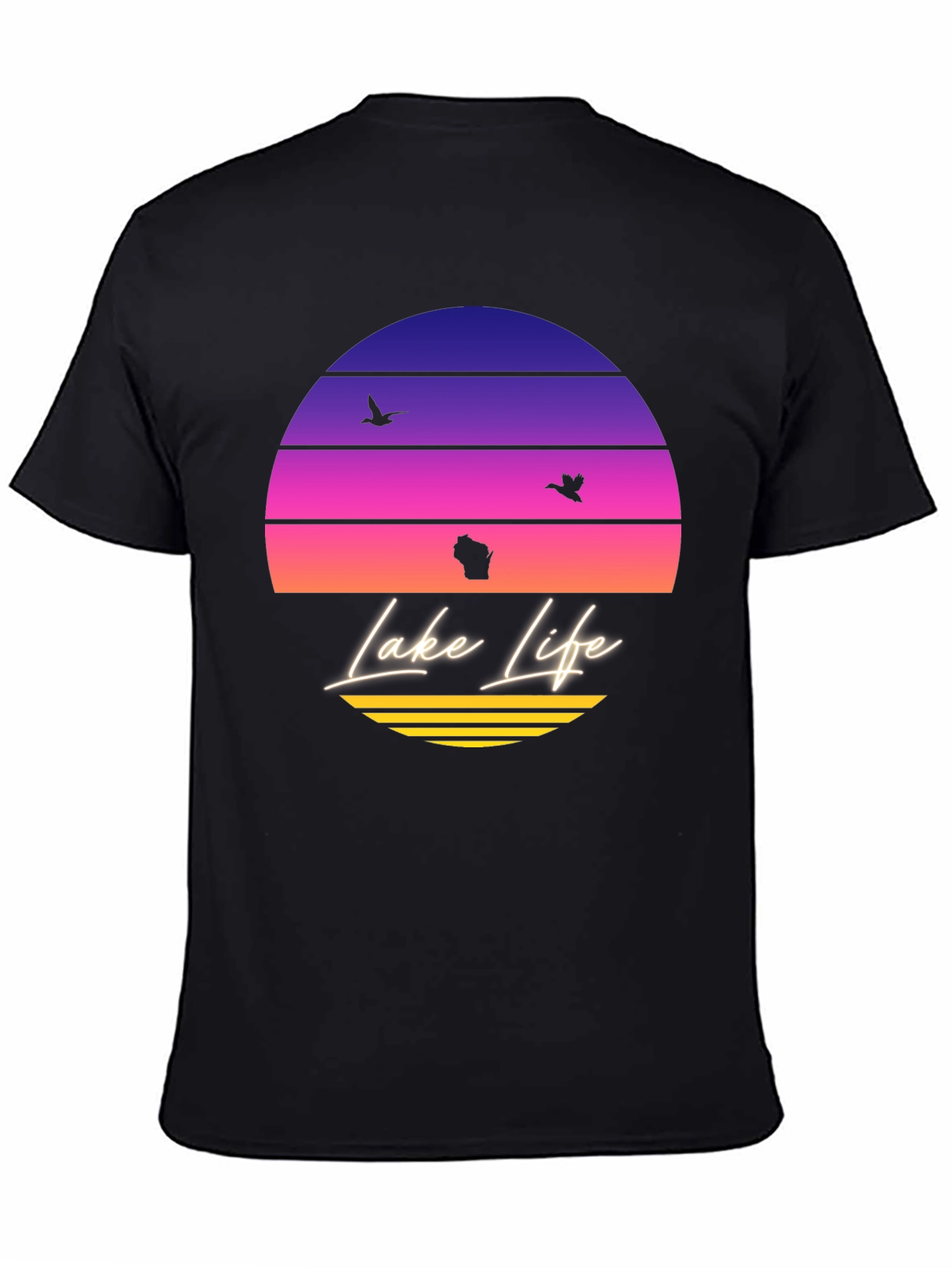 Black Lake Life Sunset T-Shirt - Wisconsin Summer Tee view 4