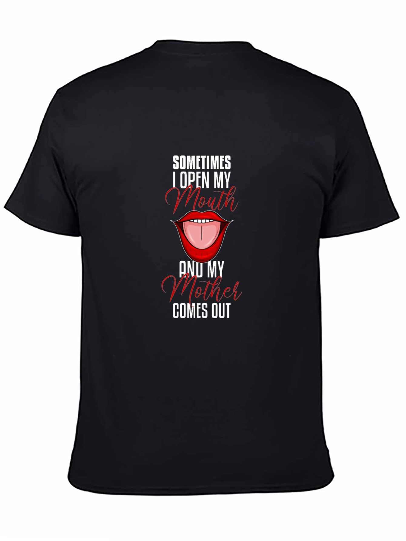 Black Funny 'Sometimes I Open My Mouth' Graphic Tee view 4