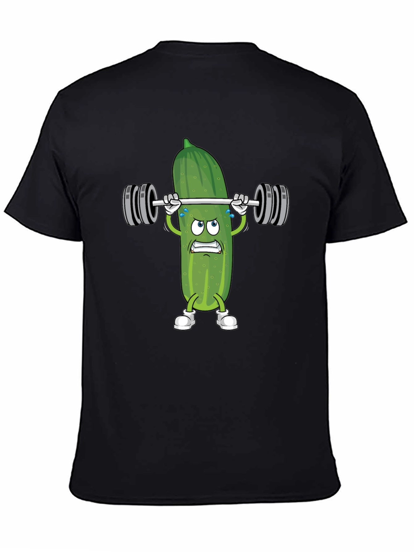 Black Pickle Lifting Weights Funny T-Shirt view 4