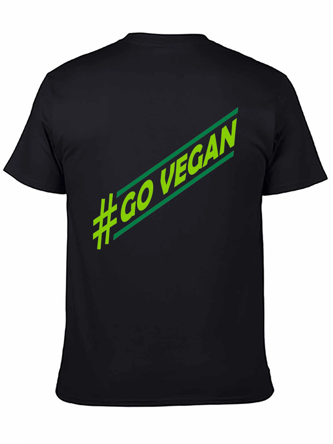 Black #Go Vegan T-Shirt - Stylish Green Graphic Tee view 4