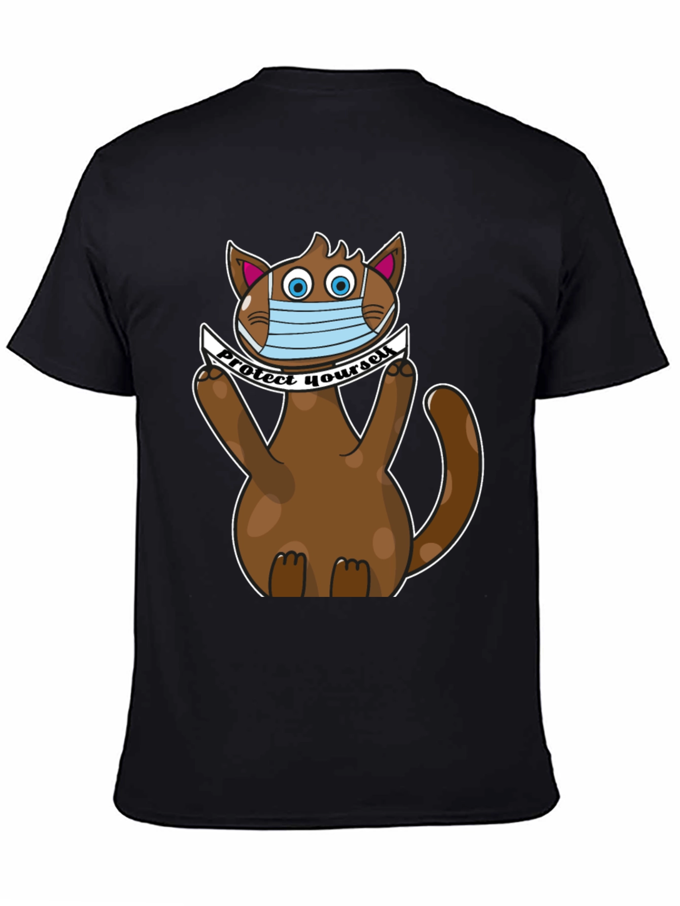 Black Protect Yourself Cat T-Shirt view 4