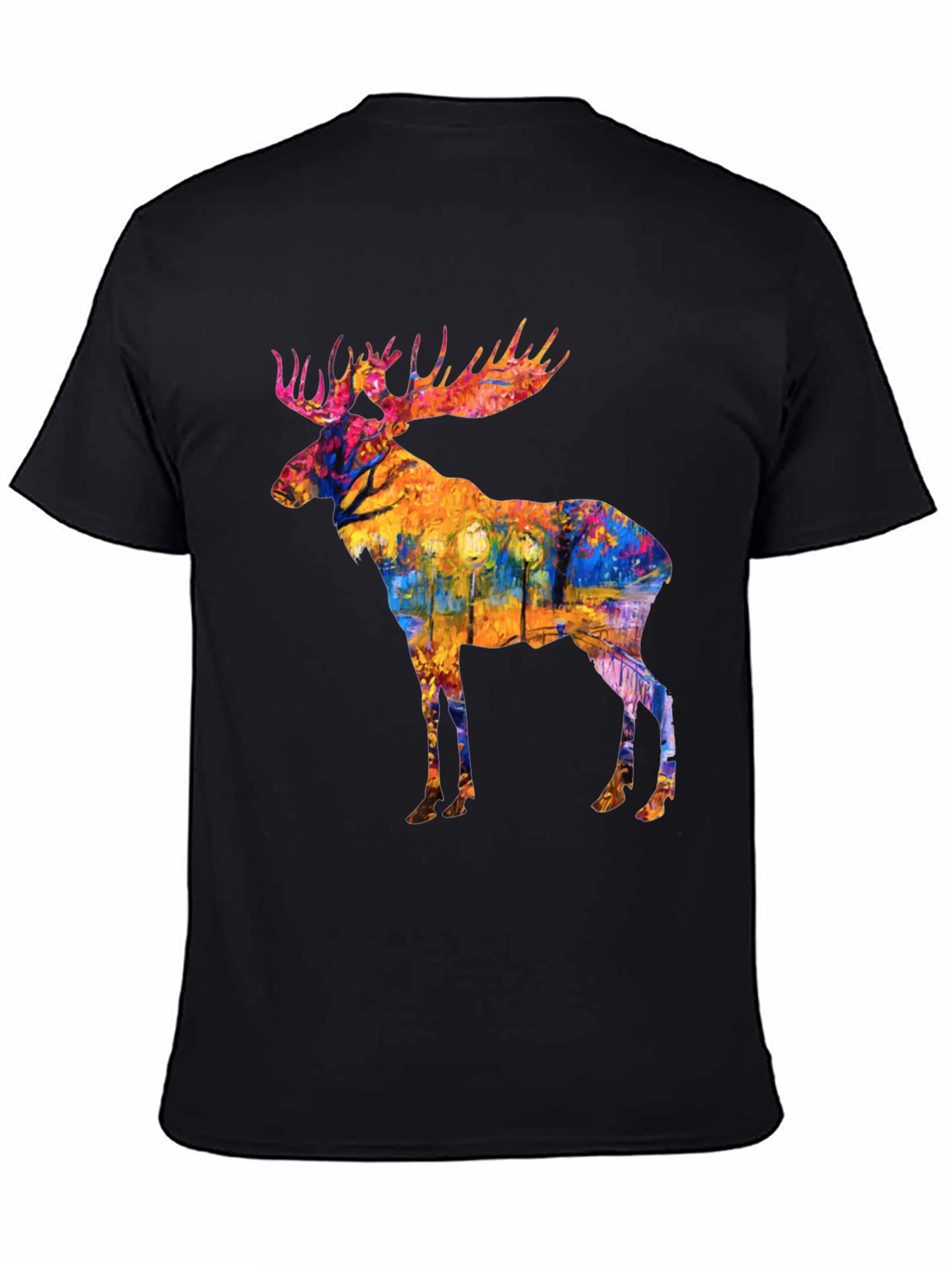 Black Abstract Moose Print Black T-Shirt view 4