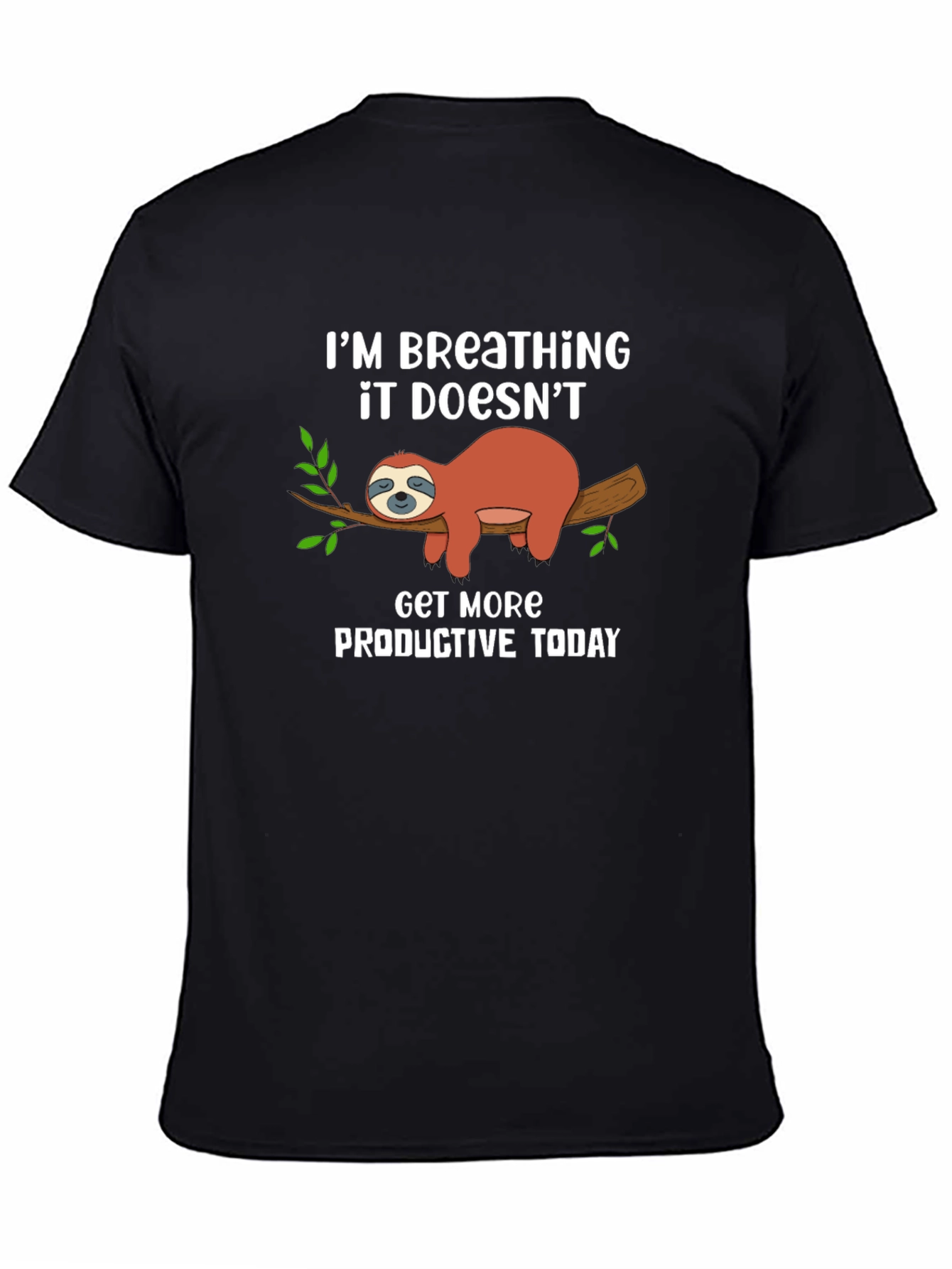 Black Sloth Breathing T-Shirt - Relaxed Lazy Day Tee view 4