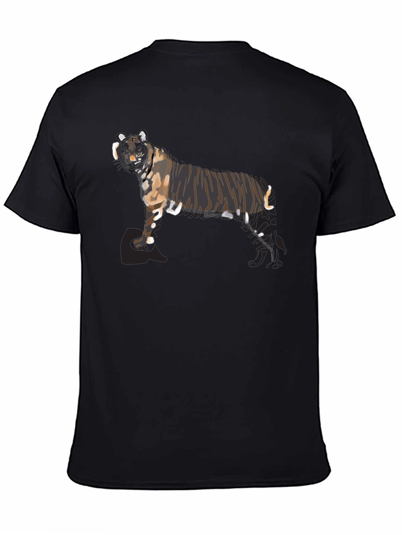 Black Striking Tiger Graphic Black T-Shirt view 4