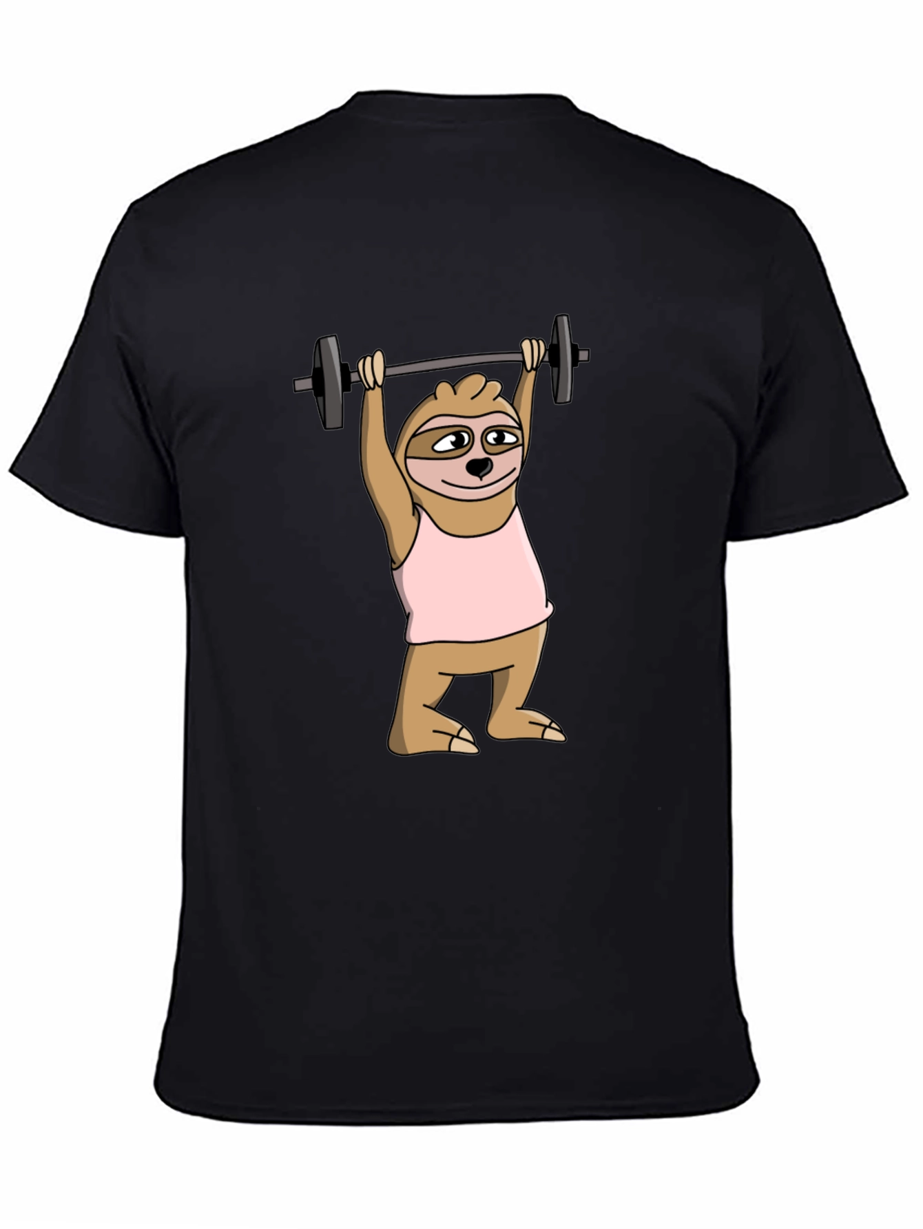 Black Sloth Lifting Weights Graphic Tee - Funny Workout Shirt view 4