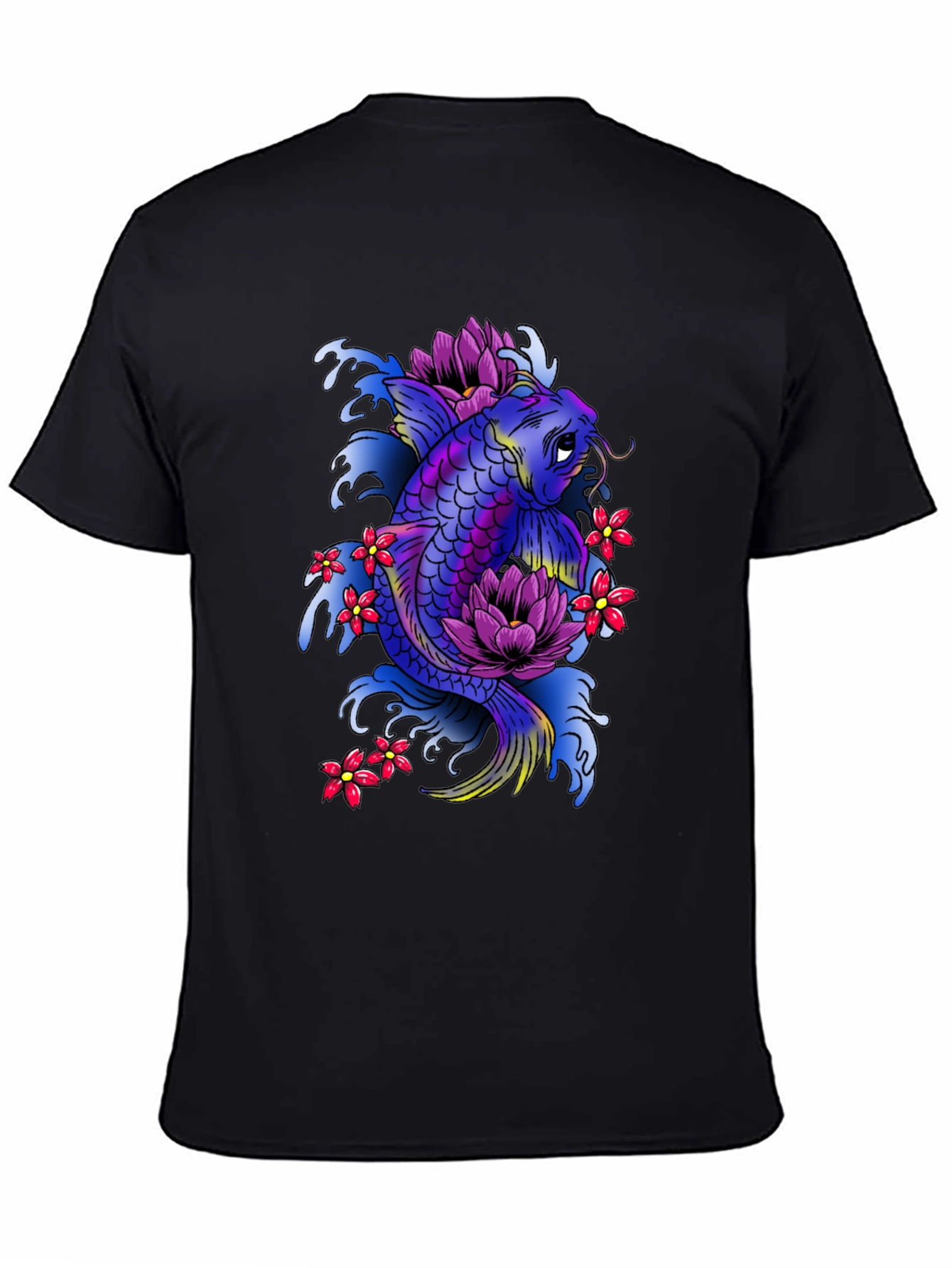 Black Koi Fish Graphic Tee - Unique Japanese Art T-Shirt view 4