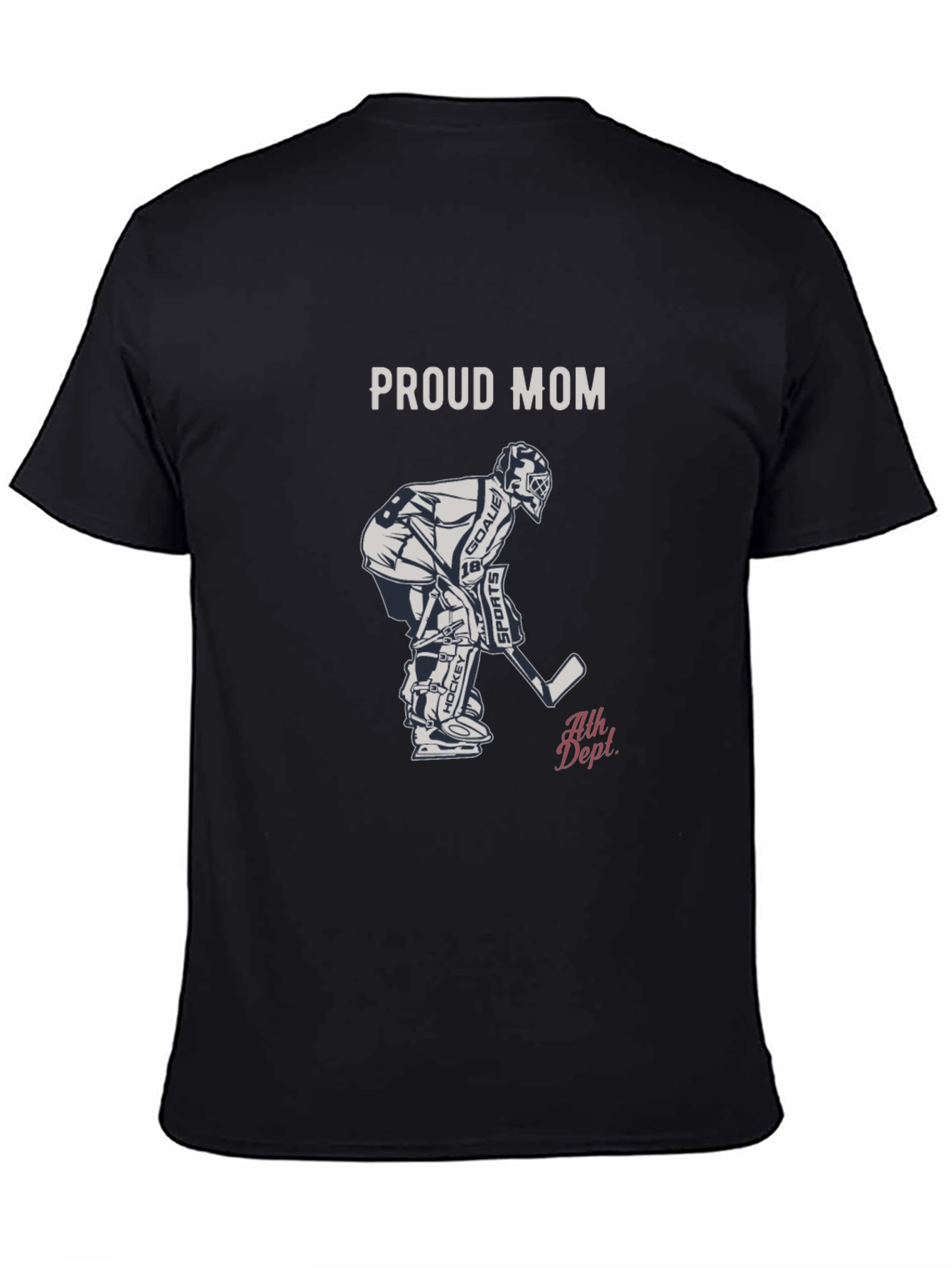 Black Proud Mom Hockey T-Shirt - Goalie Design view 4