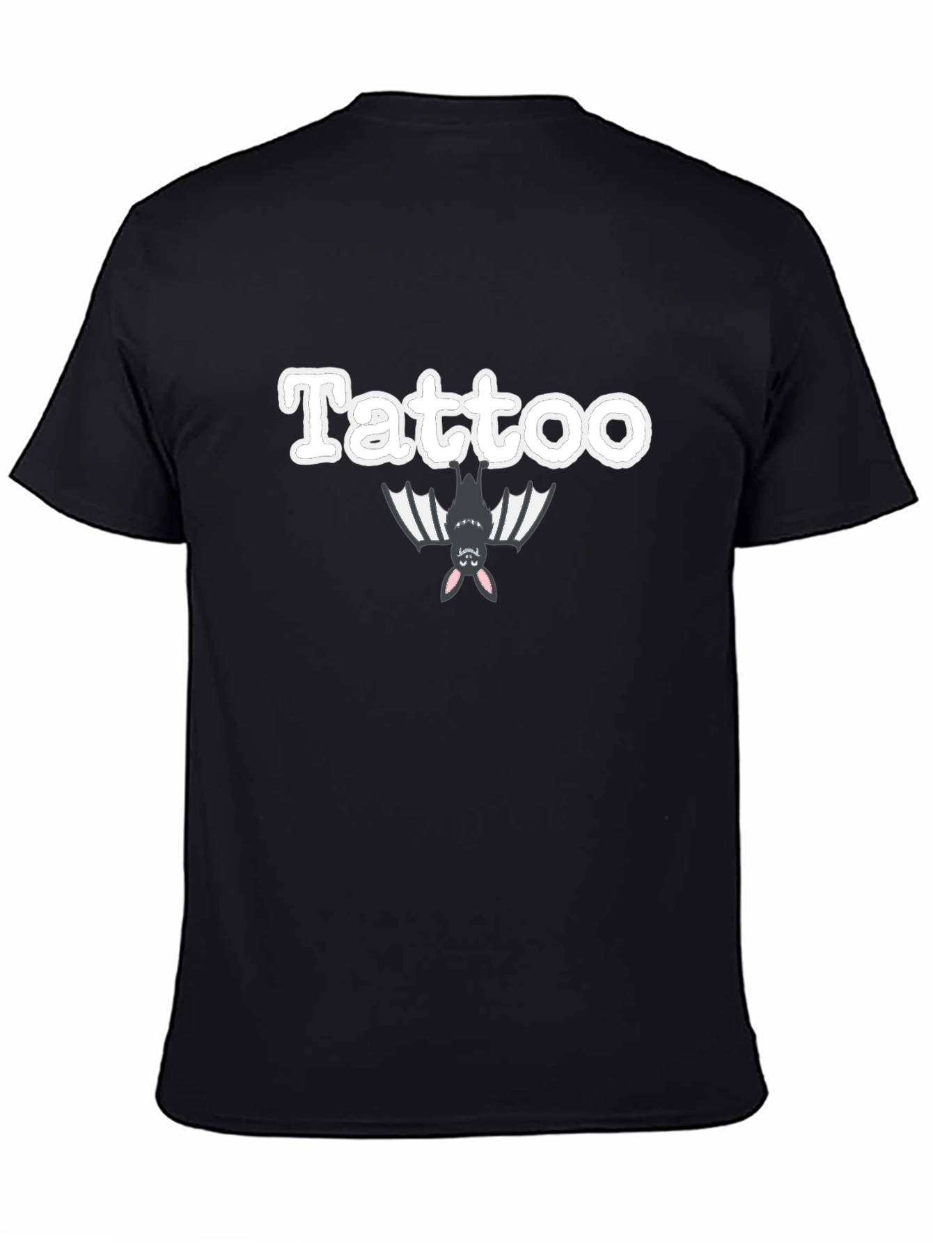 Black Tattoo Bat Graphic T-Shirt | Trendy Crew Neck Tee view 4
