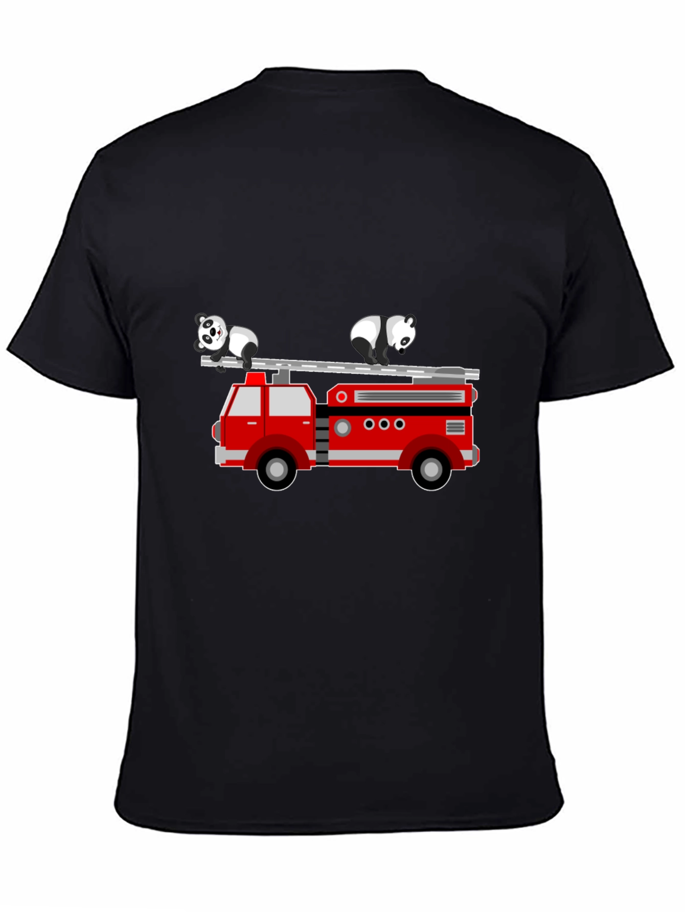 Black Panda Firetruck Graphic Tee - Soft Cotton Blend view 4