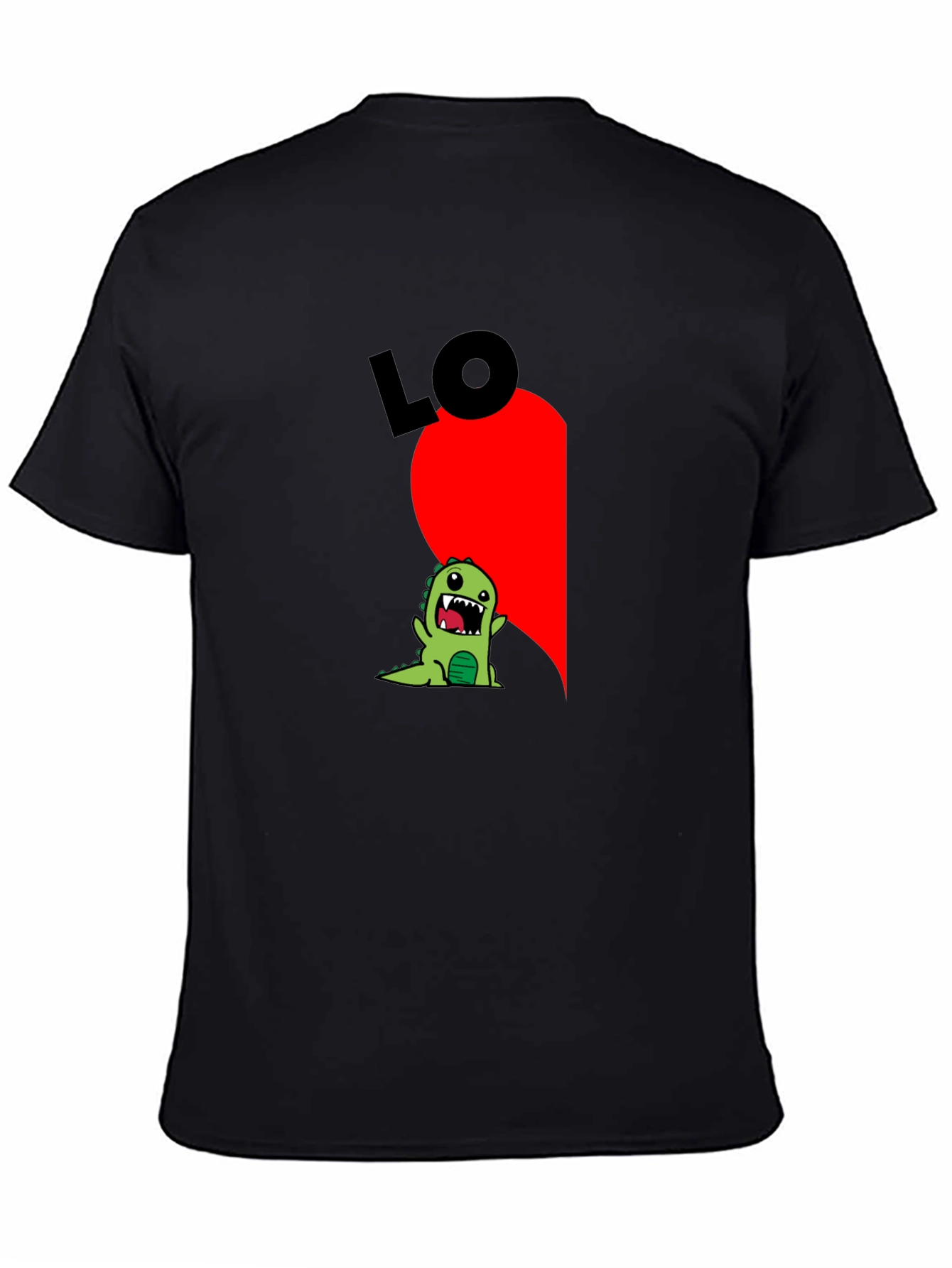 Black Black T-Shirt with Dinosaur "LO" Graphic view 4