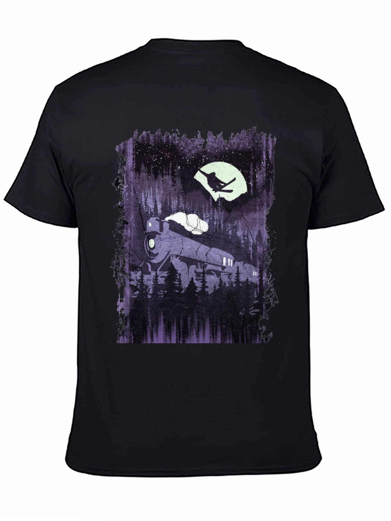 Black Train & Skier Graphic Tee - Black view 4