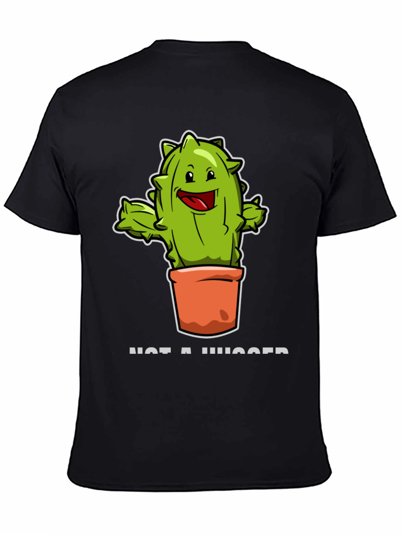 Black Cactus Hugger Funny T-Shirt view 4
