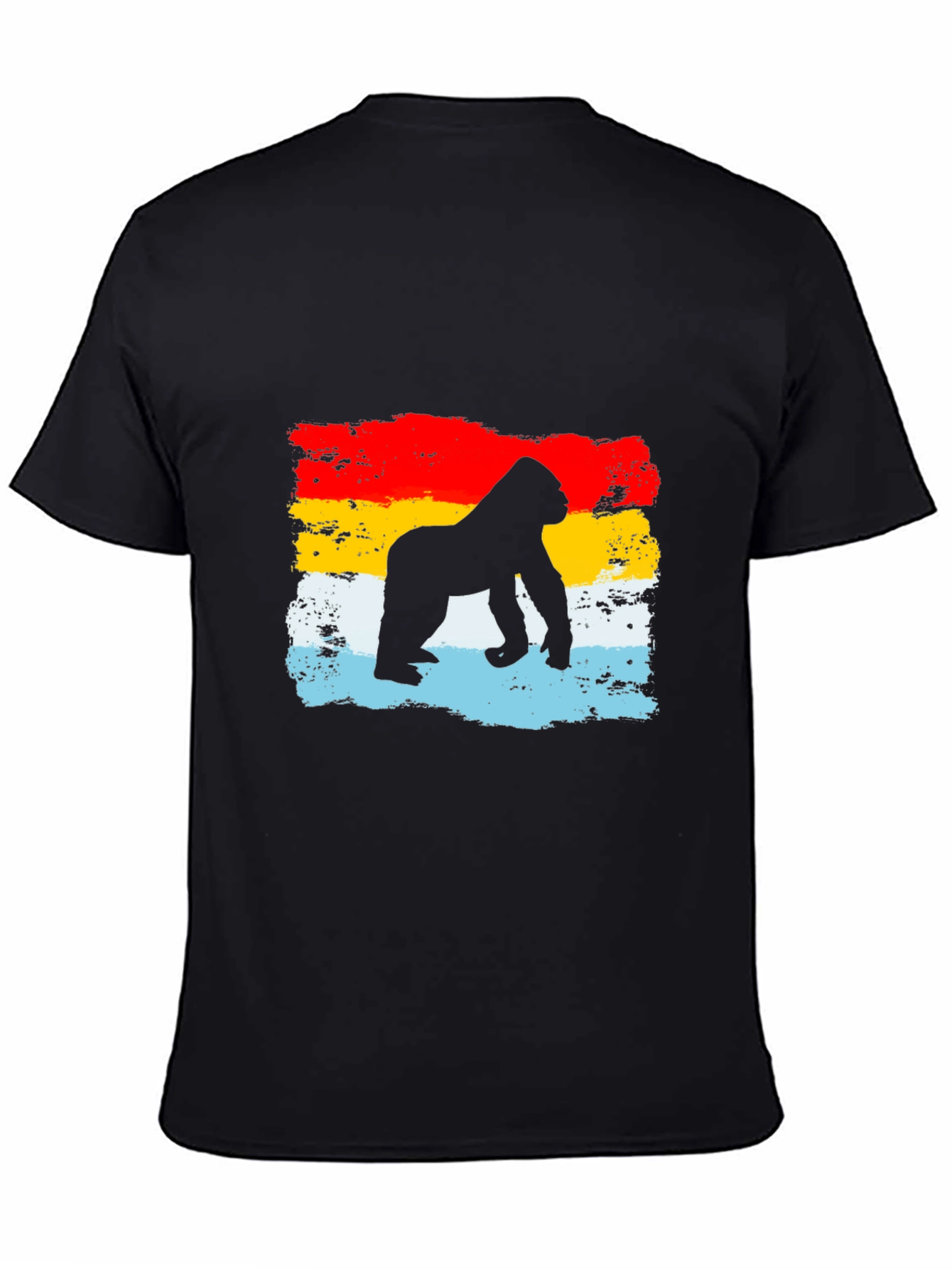 Black Gorilla Silhouette Retro T-Shirt view 4