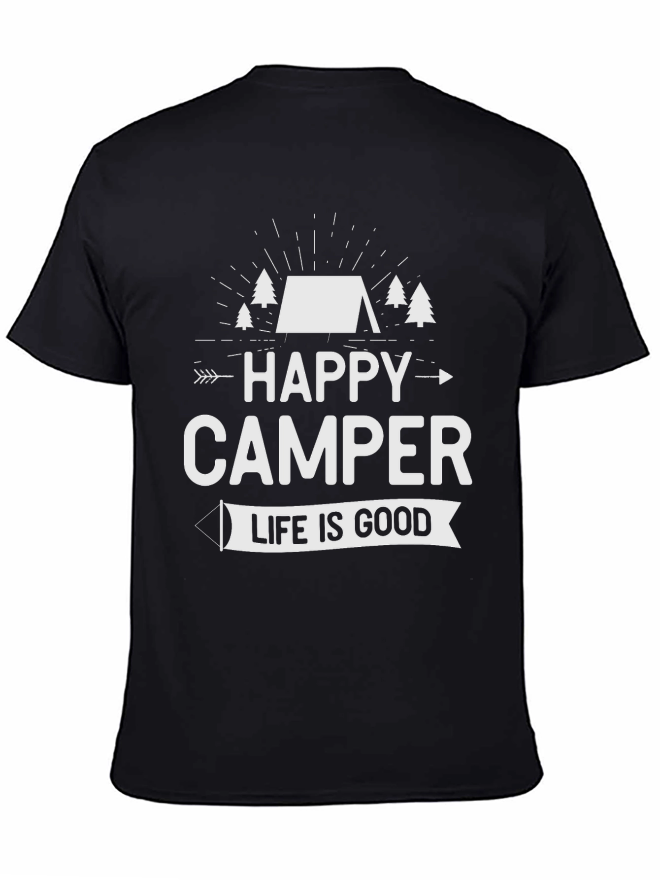Black Happy Camper T-Shirt: Life is Good Camping Tee view 4