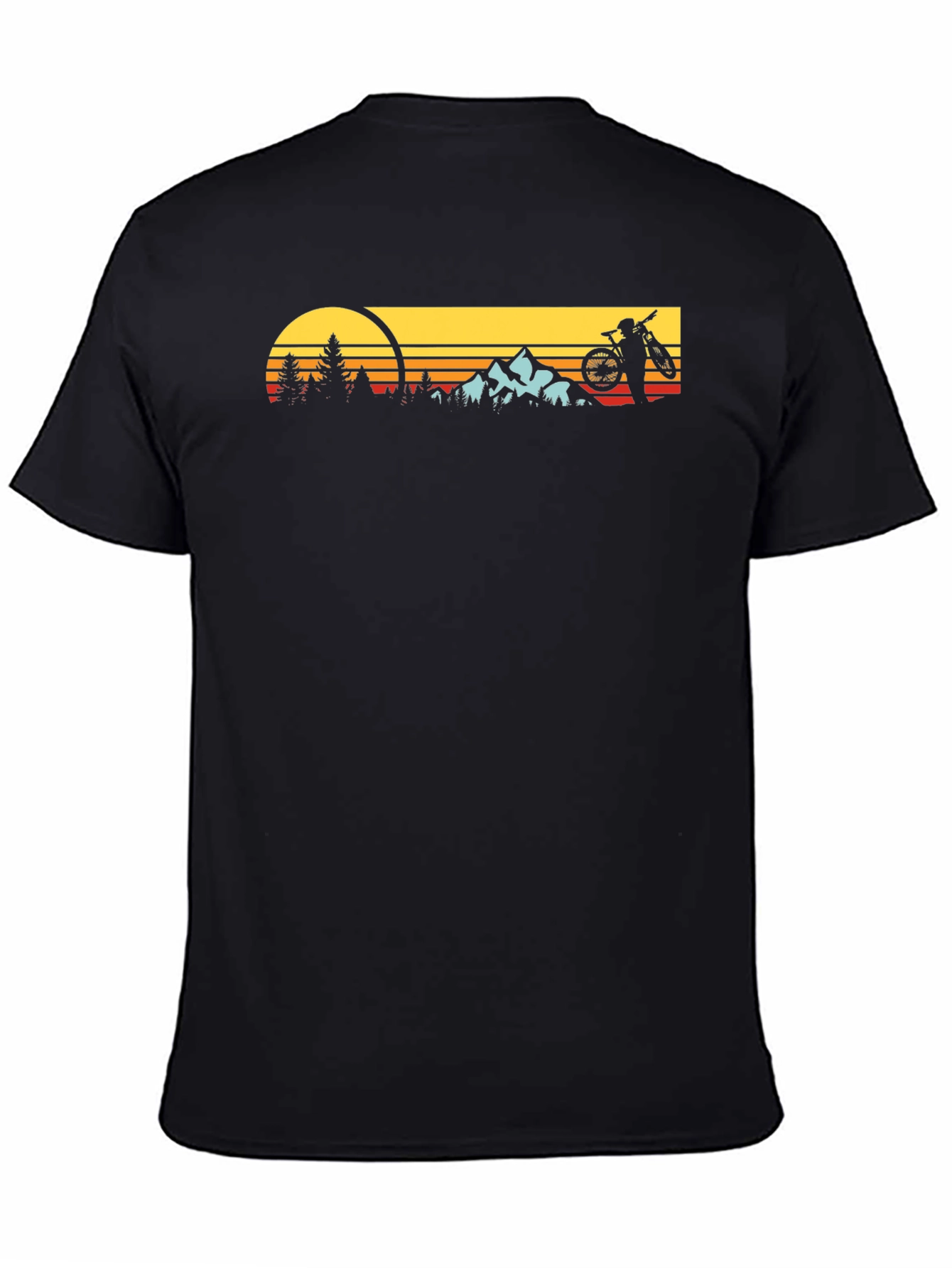 Black Sunset Mountain Biker Graphic Tee view 4