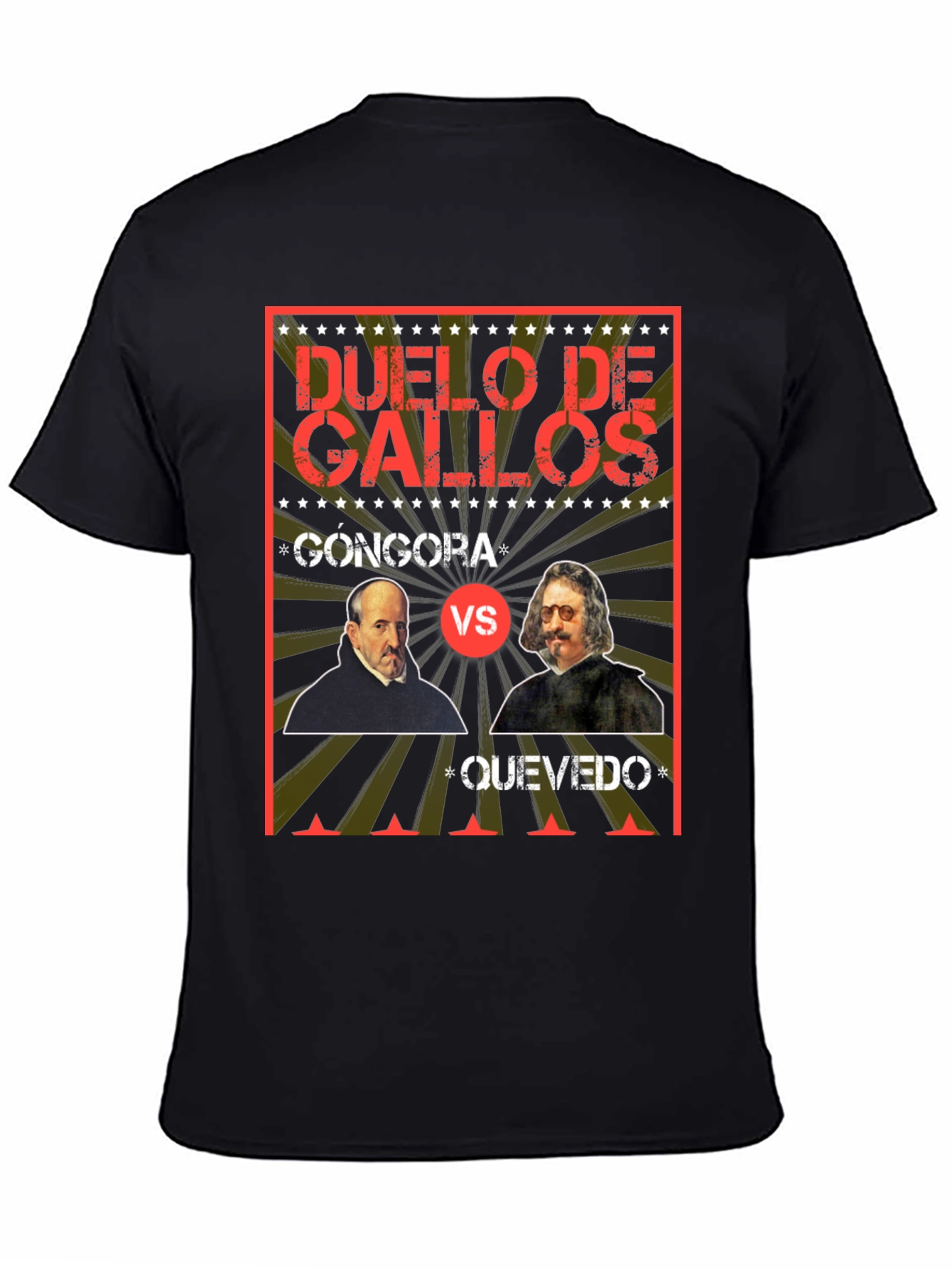 Black Duel de Gallos Gongora vs Quevedo Black T-Shirt view 4