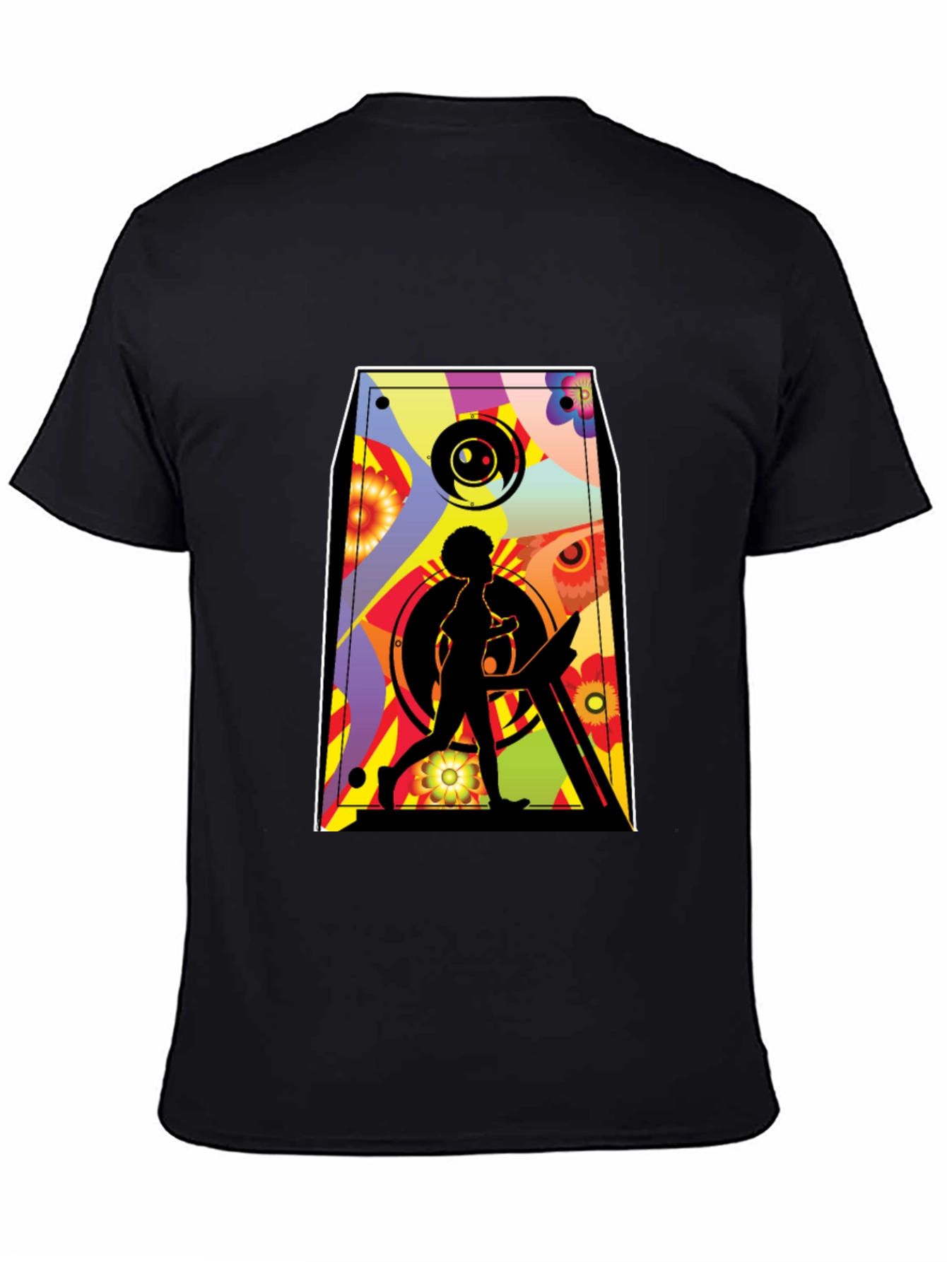 Black Retro Speaker Graphic Tee - Black Cotton Blend view 4
