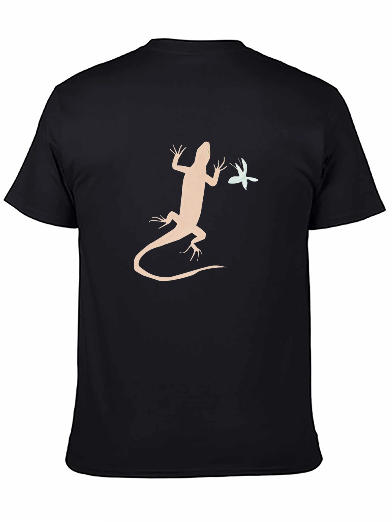 Black Lizard and Flower Graphic Tee - Cool Men's T-Shirt view 4