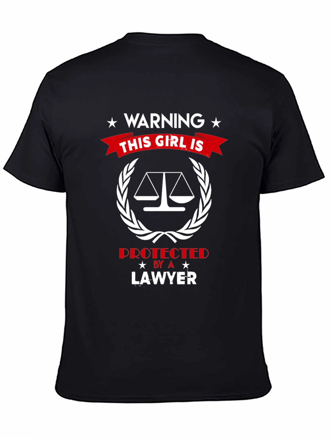 Black Warning: This Girl is Protected by a Lawyer T-Shirt view 4