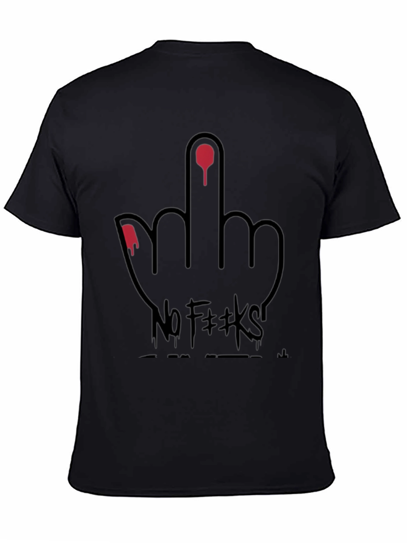 Black Edgy "No F**ks" Graphic Tee - Black view 4