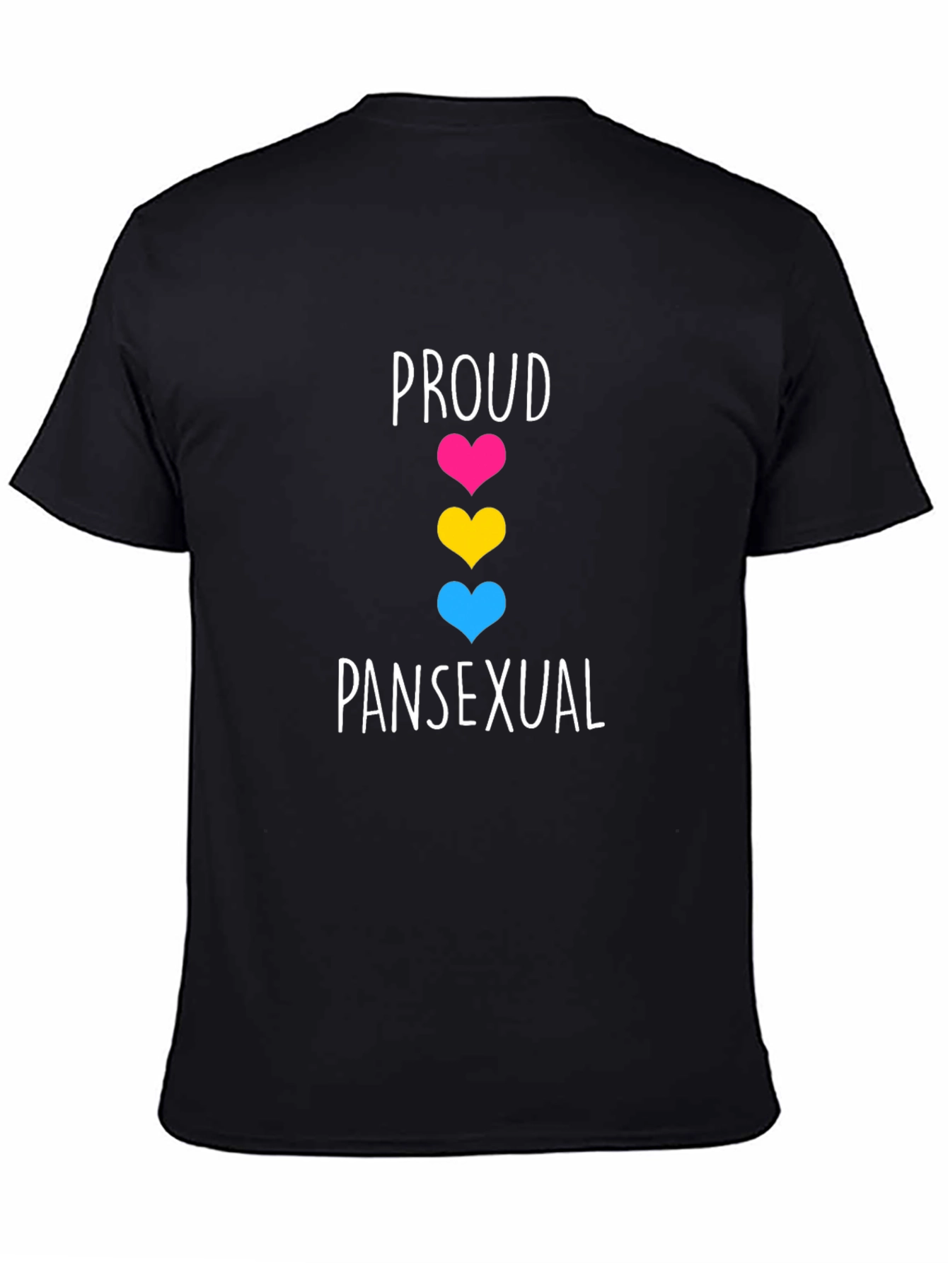Black Proud Pansexual T-Shirt - Heart Design view 4