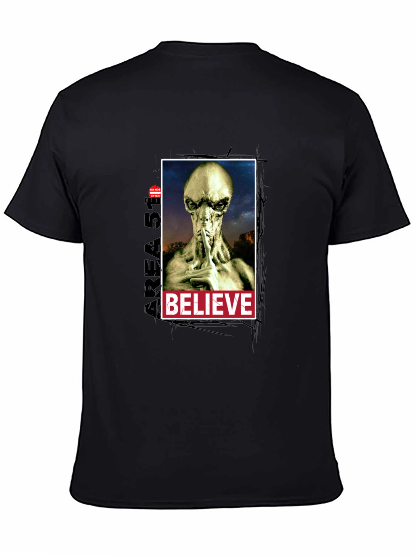 Black Believe Alien Graphic T-Shirt - Area 51 Conspiracy Tee view 4