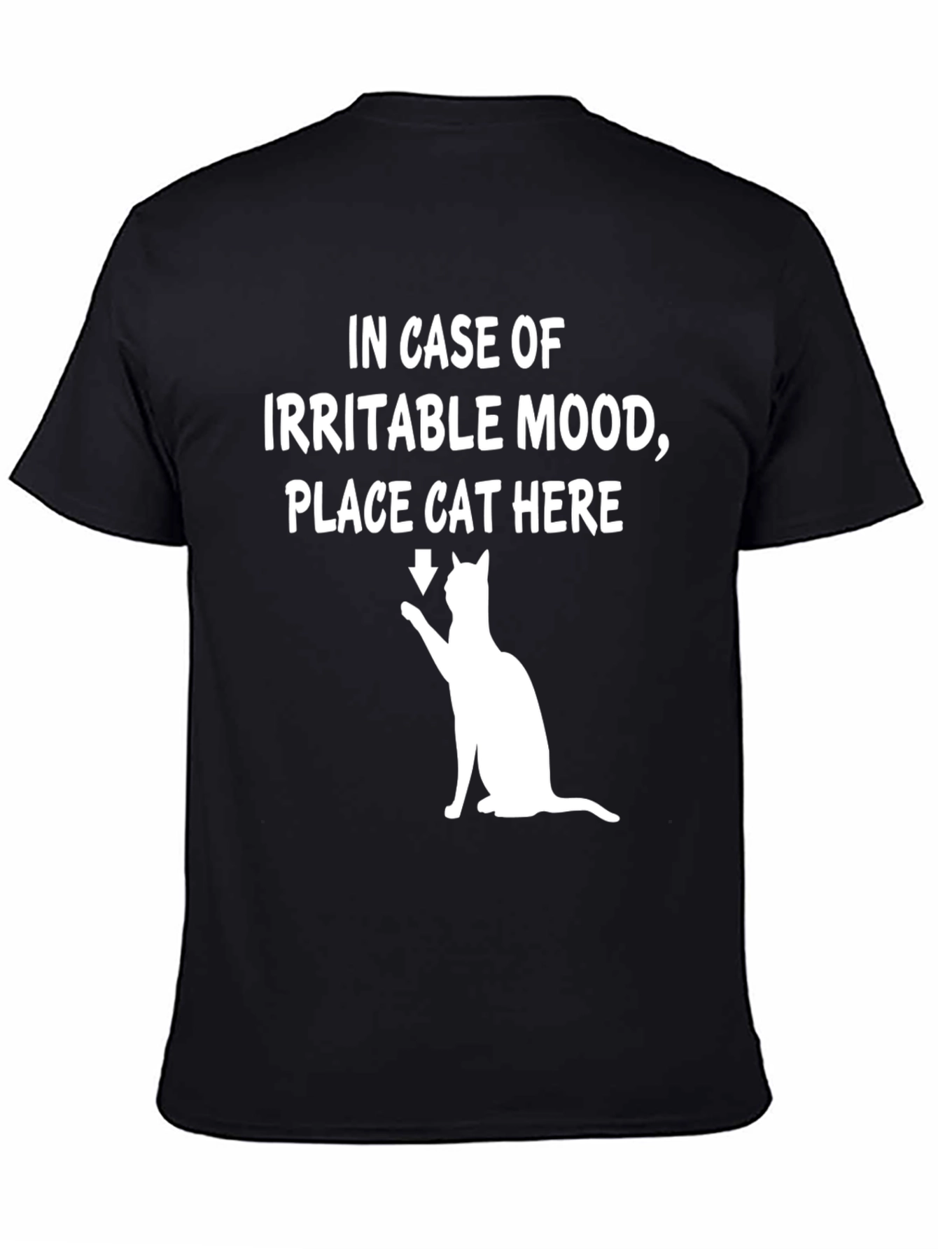 Black Irritable Mood Cat T-Shirt view 4