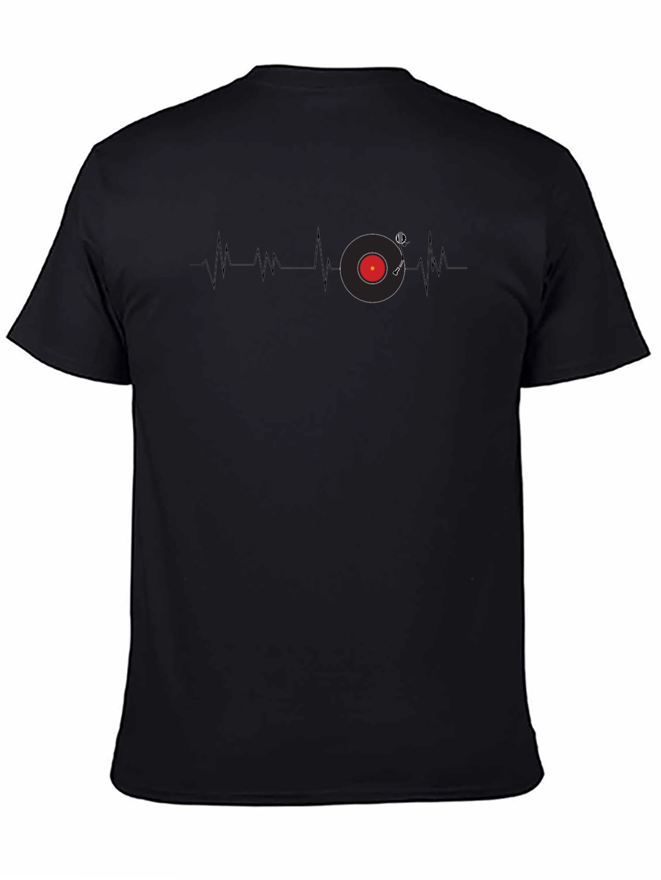 Black Vinyl Record Heartbeat Graphic Tee - Cool Music Lover Shirt view 4