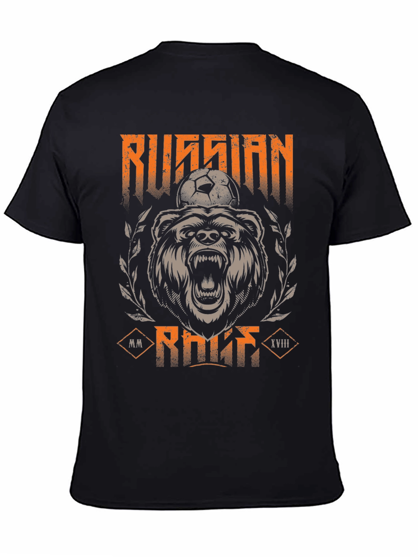 Black Russian Bear Soccer T-Shirt - Black Graphic Tee view 4