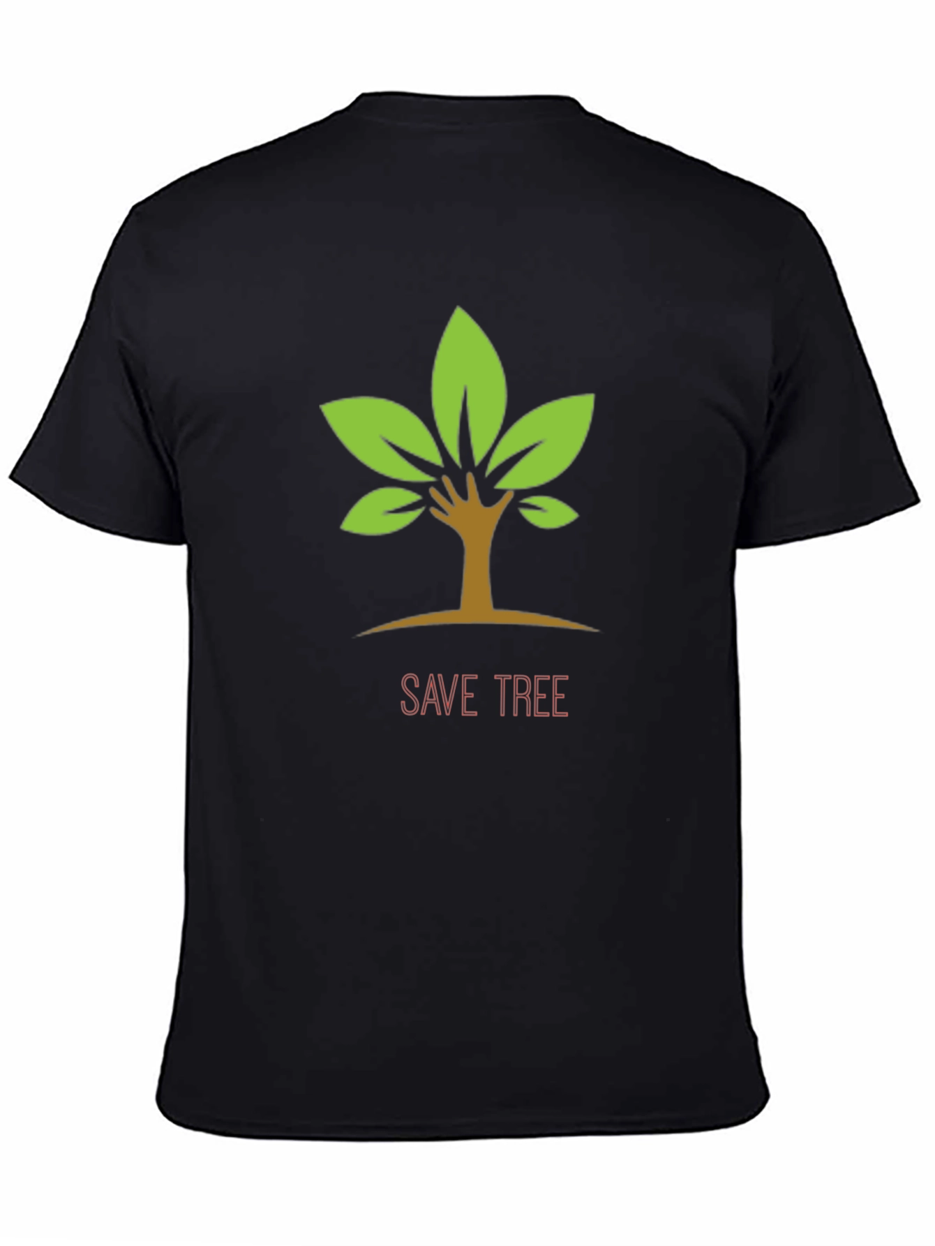Black Eco-Friendly "Save Tree" Graphic Tee view 4
