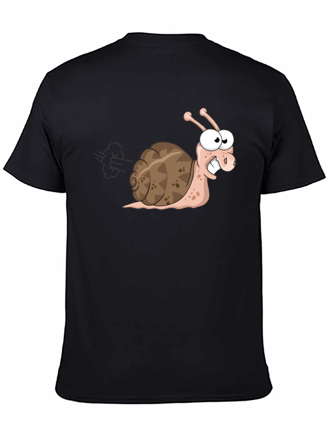 Black Funny Snail Cartoon Black T-Shirt view 4