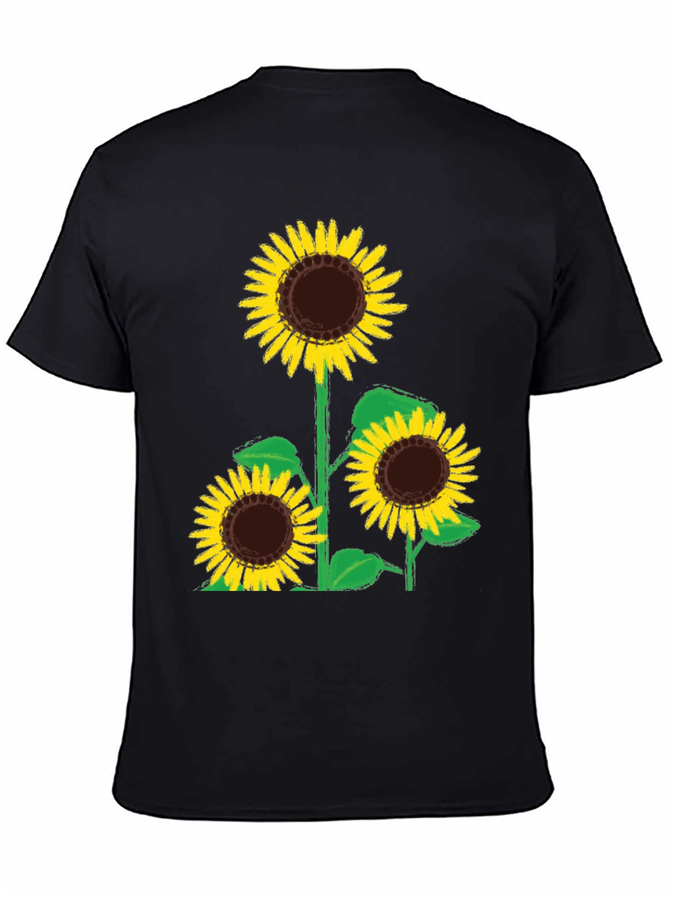 Black Sunflower Graphic Tee - Black Cotton T-Shirt view 4