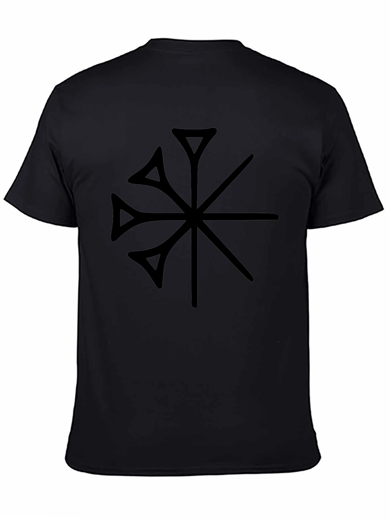Black Modern Geometric Symbol Black T-Shirt view 4