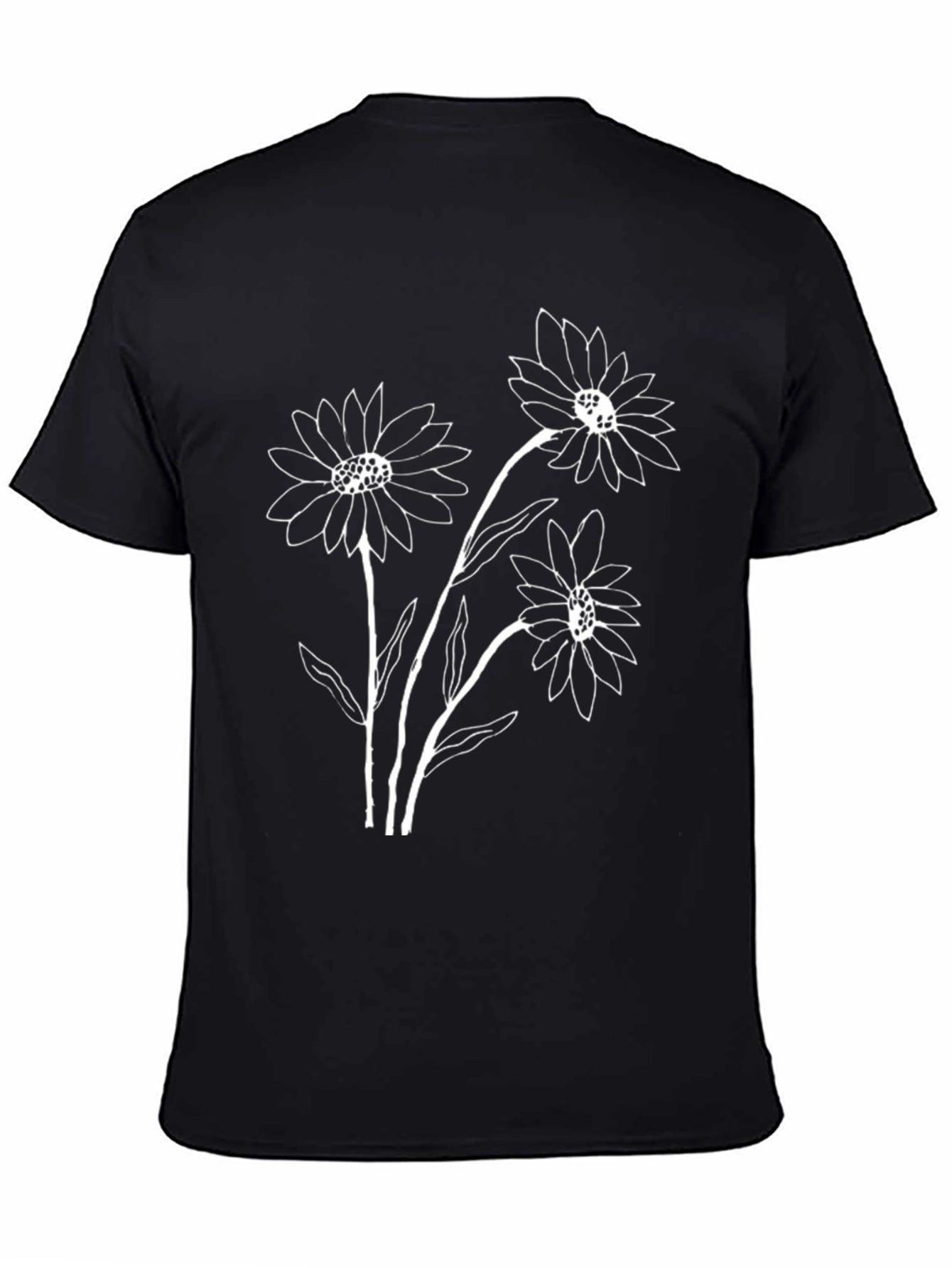 Black Black Floral Graphic Tee - Stylish Casual Wear view 4