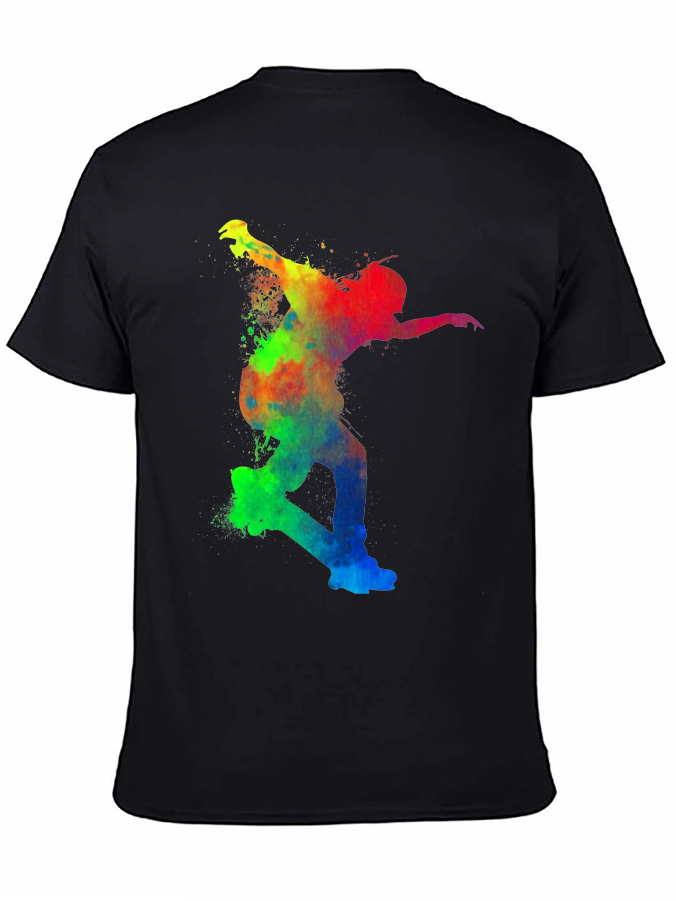 Black Colorful Skateboarder Graphic Tee - Unisex view 4