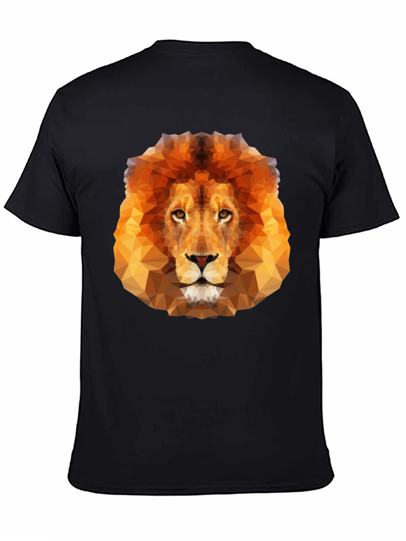 Black Geometric Lion Graphic Tee - Men's Black T-Shirt view 4