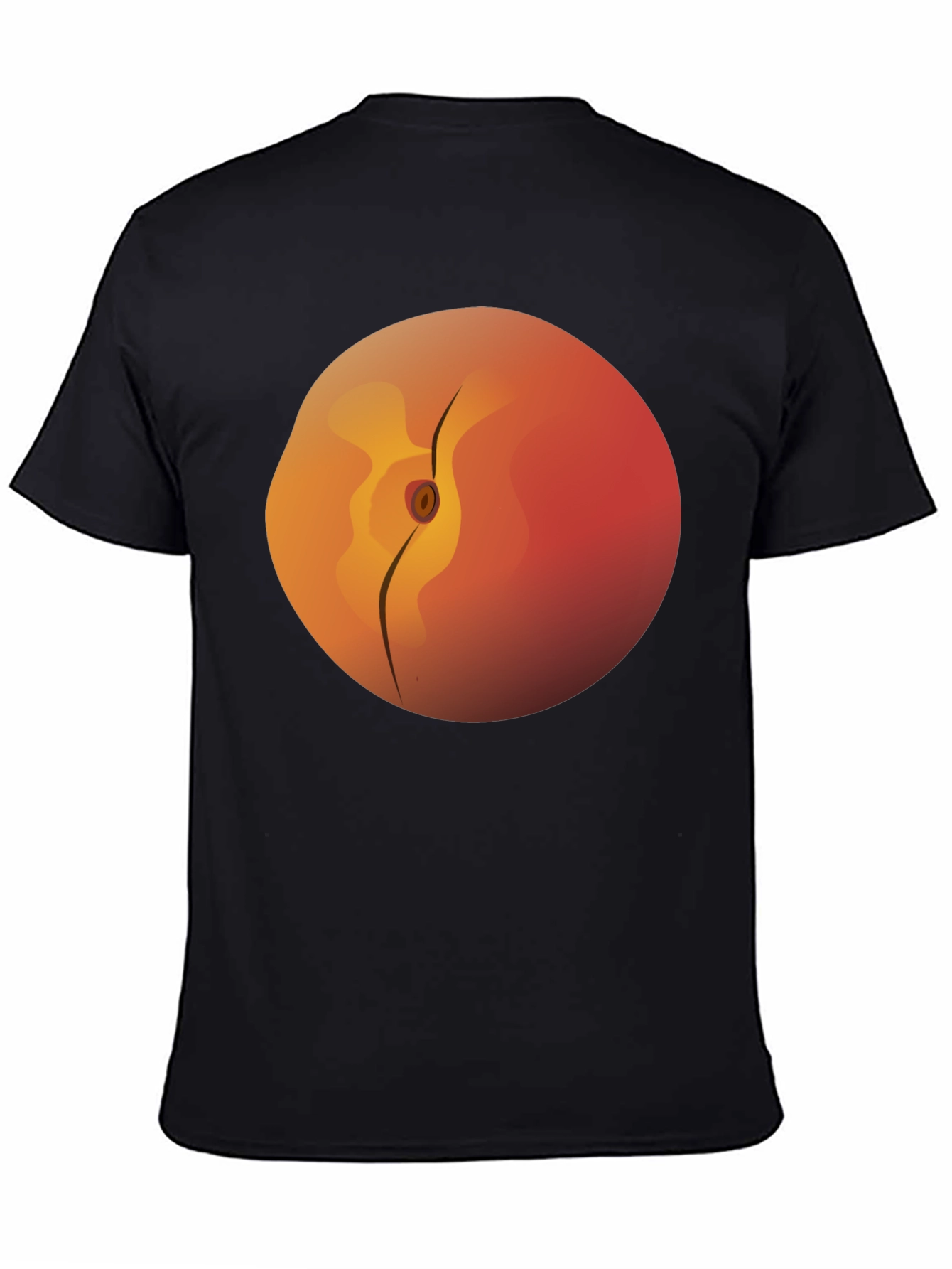 Black Peach Graphic Tee -  Soft Cotton Black T-Shirt view 4