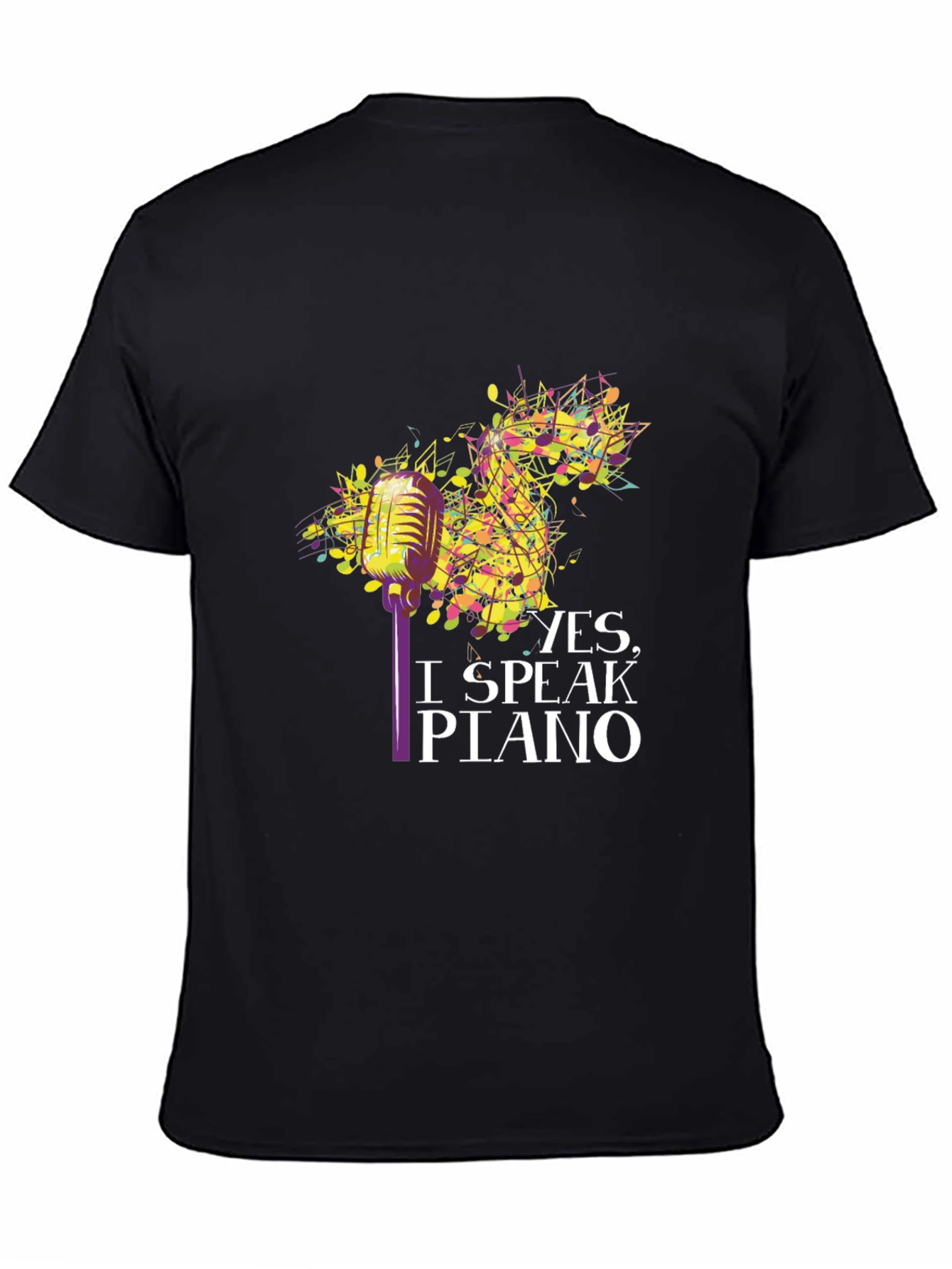 Black Yes, I Speak Piano T-Shirt view 4