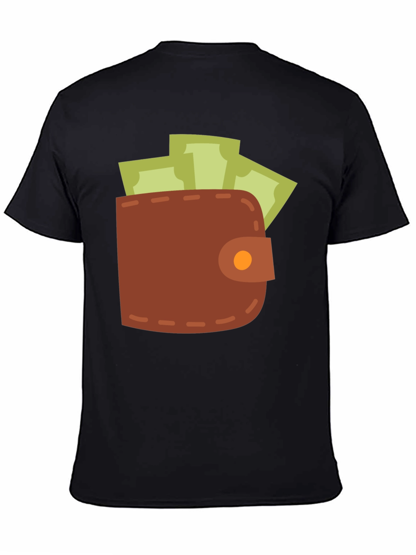 Black Wallet and Cash Graphic Black T-Shirt view 4
