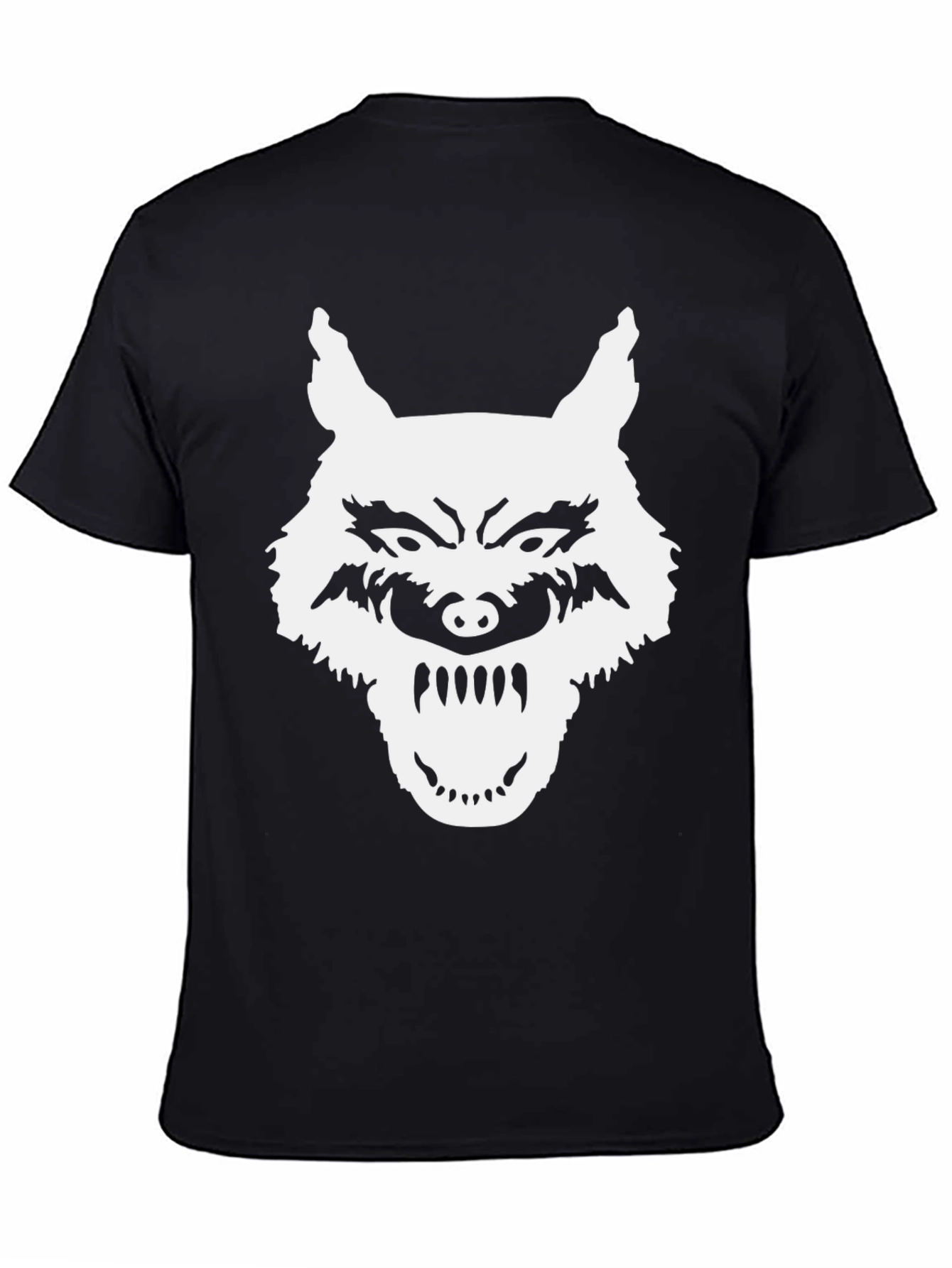 Black Wolf Graphic T-Shirt - Black, Bold Design view 4