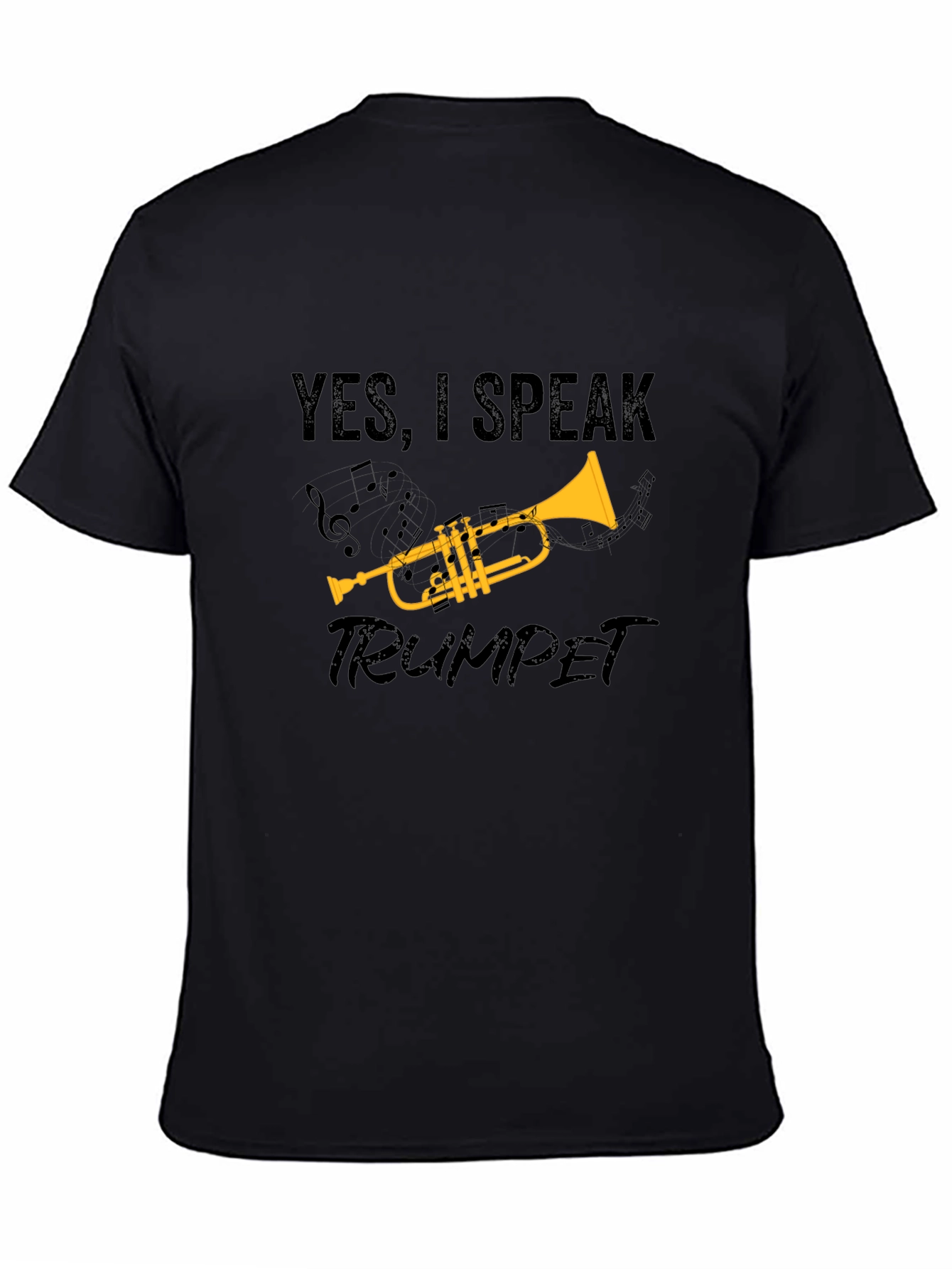 Black Yes, I Speak Trumpet Graphic T-Shirt - Musician Tee view 4