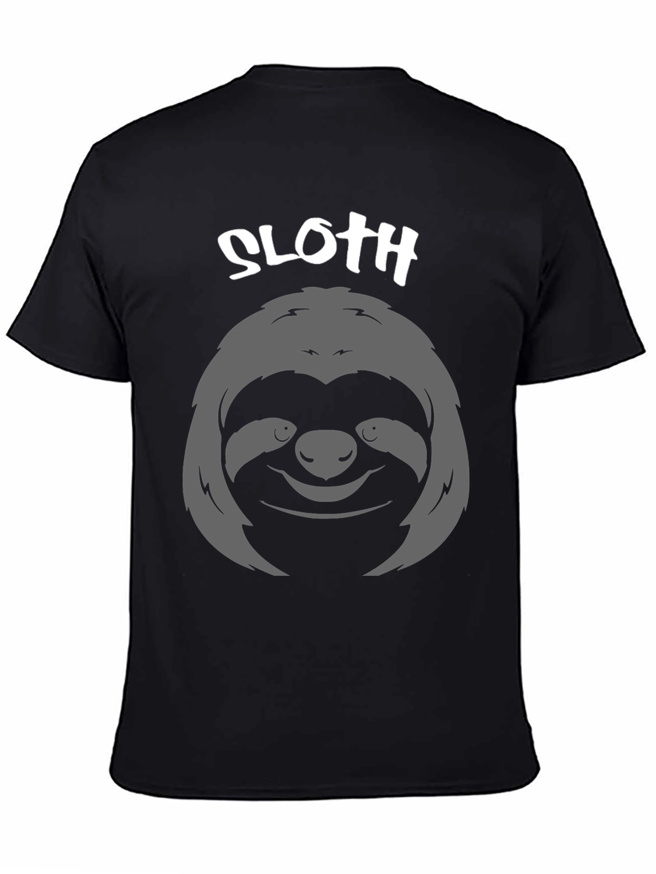 Black Sloth Graphic Print T-Shirt - Casual Tee view 4