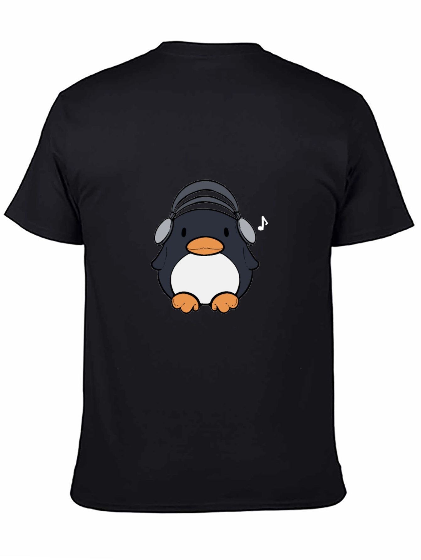Black Penguin Headphones Graphic Tee - Cool & Stylish view 4