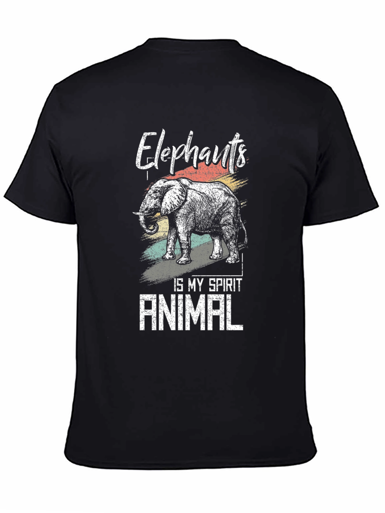 Black Elephant Spirit Animal Graphic Tee - Black Cotton T-Shirt view 4