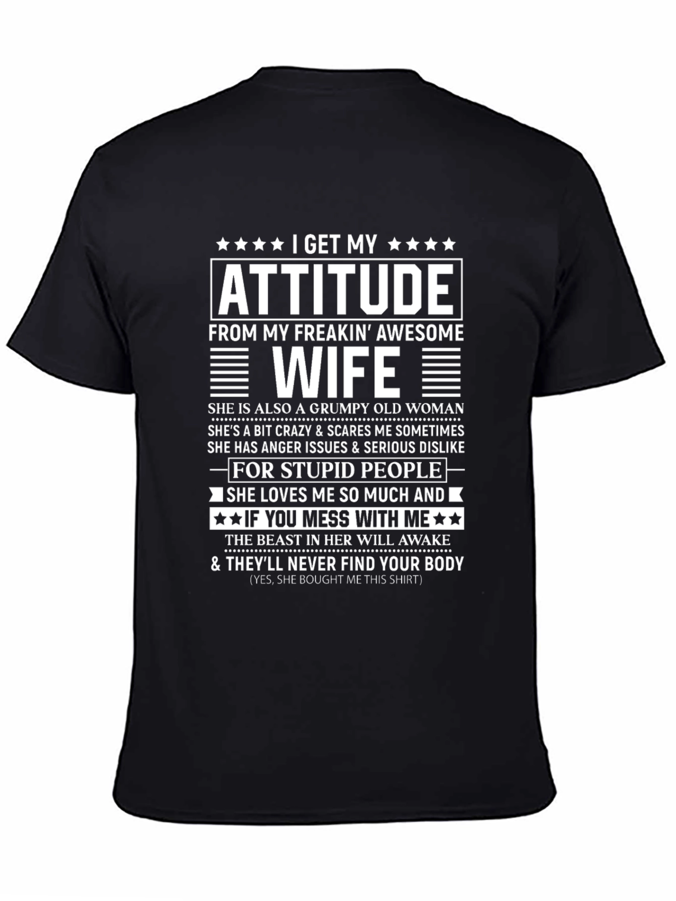Black Funny "Awesome Wife" Graphic T-Shirt view 4